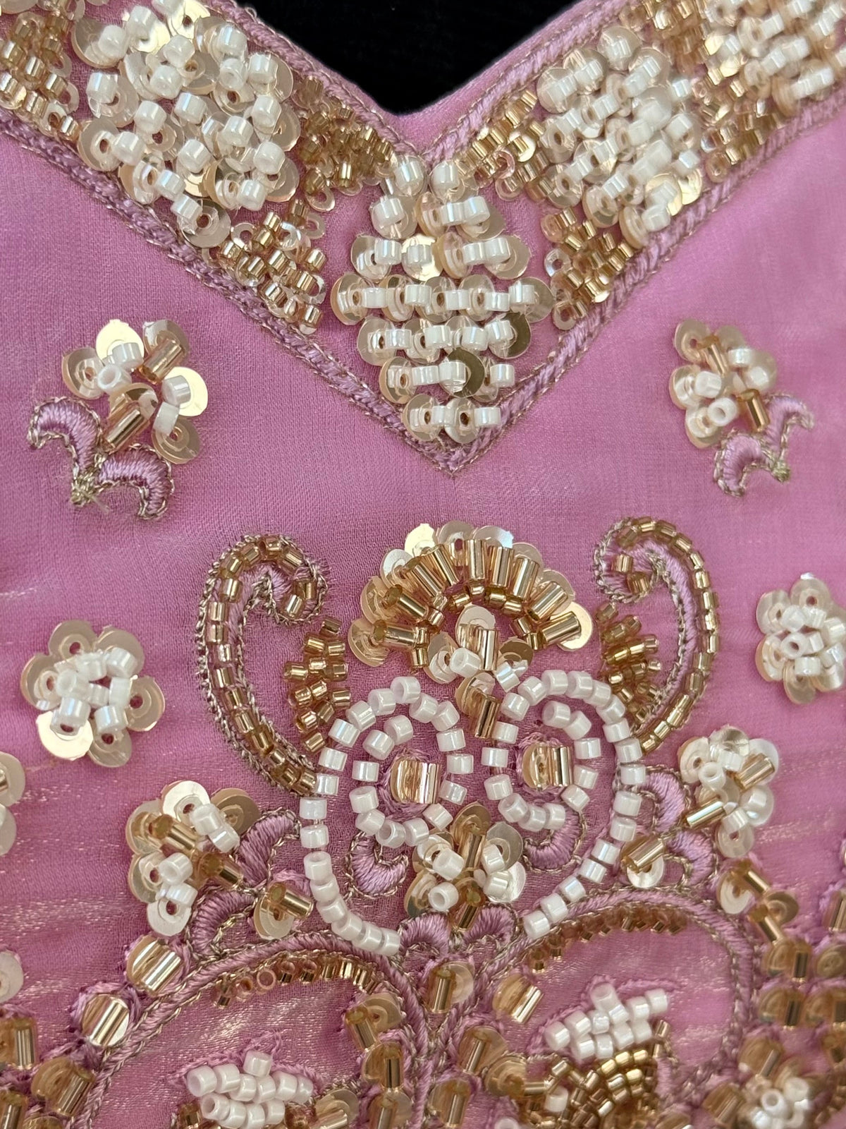 Pastel Lavender Pink color Bids Sequence Embroidery work Sharara set BLS126