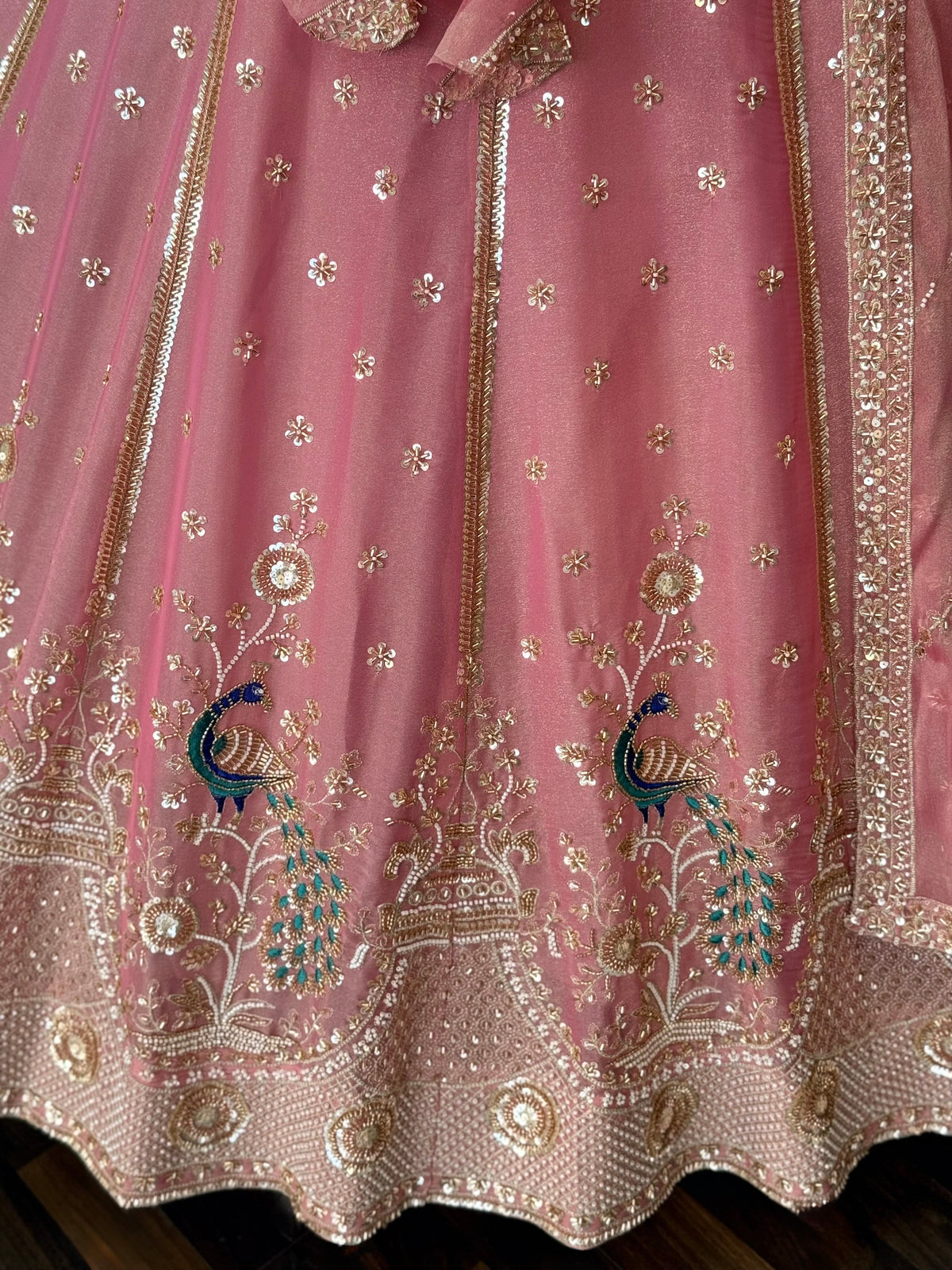 Dusty Peach Pink color Bids Embroidery work Designer Lehenga Choli BL1710