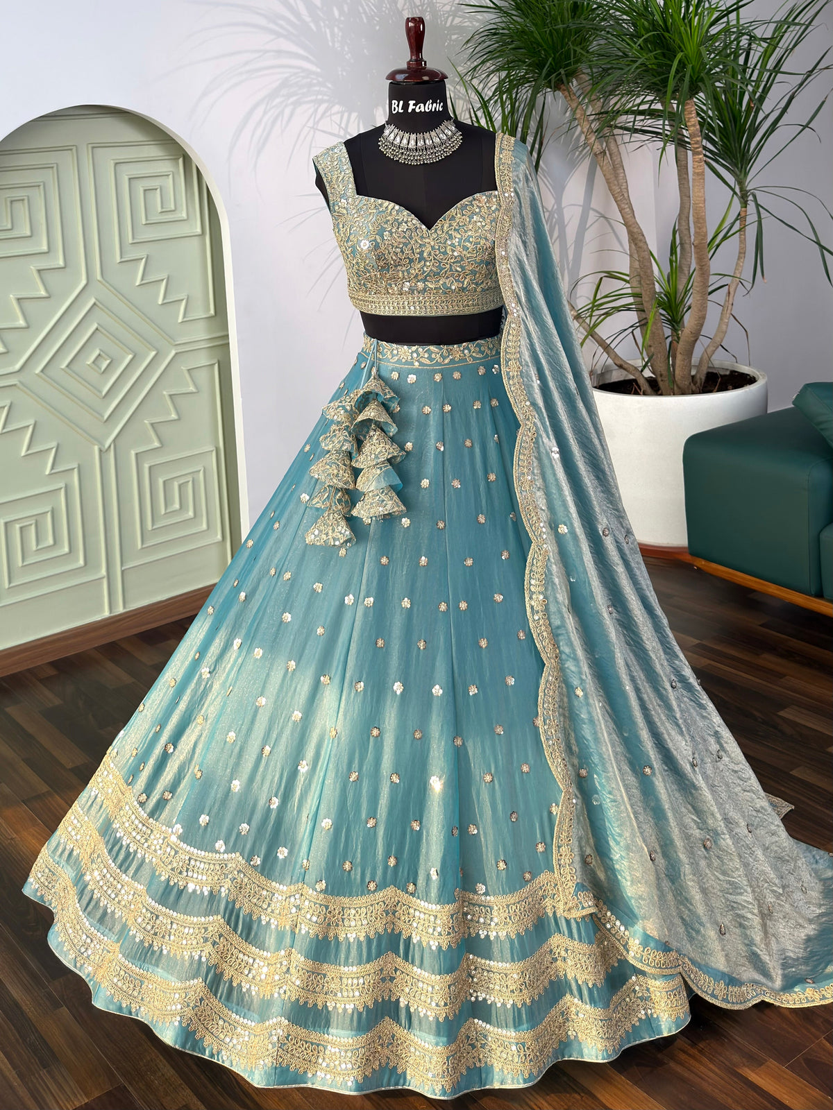 Sky blue color Designer Sequence Embroidery work Lehenga choli BL1679