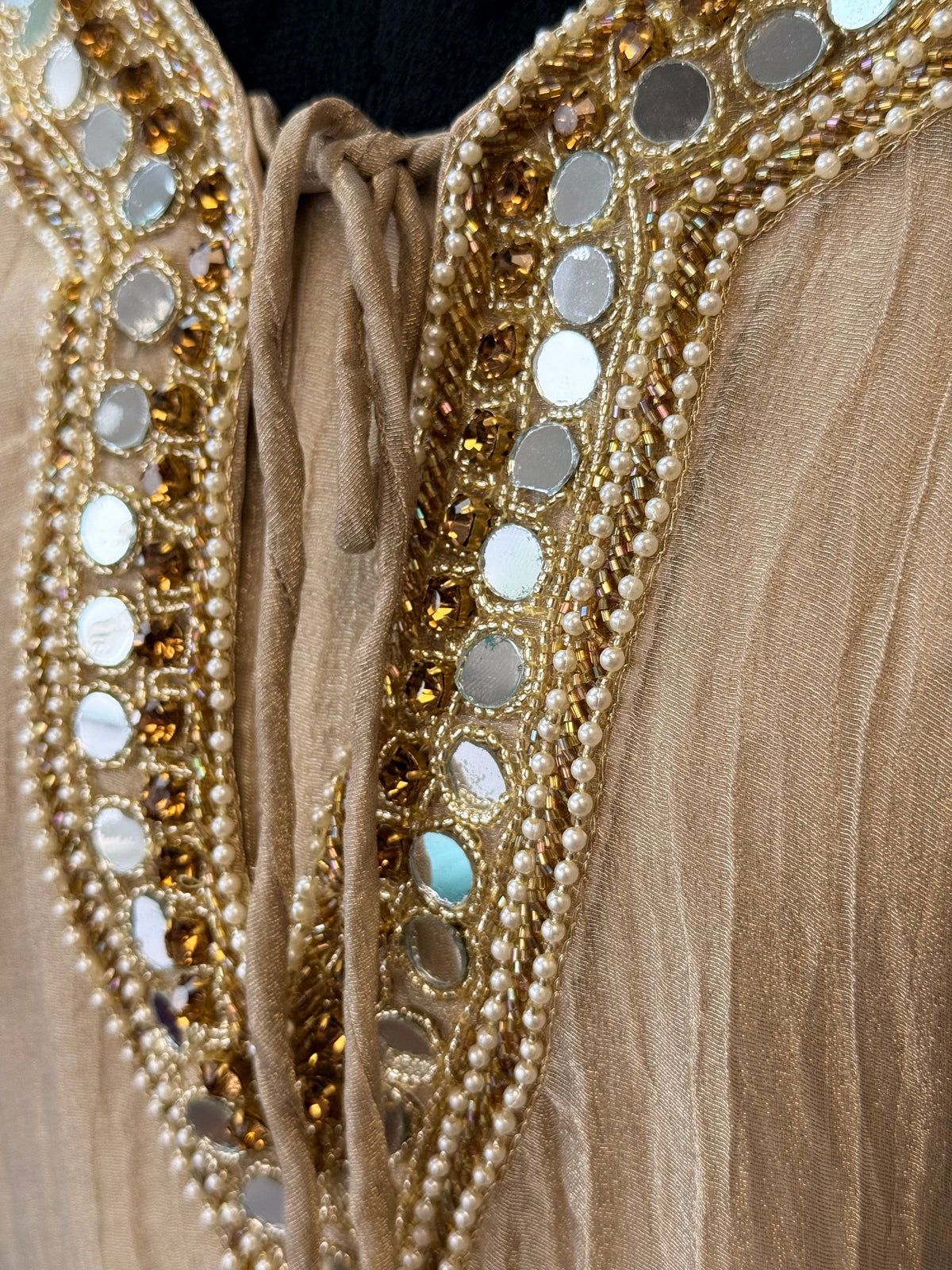 Dusty Champagne Gold Handwork Necklace Sharara set BLS121