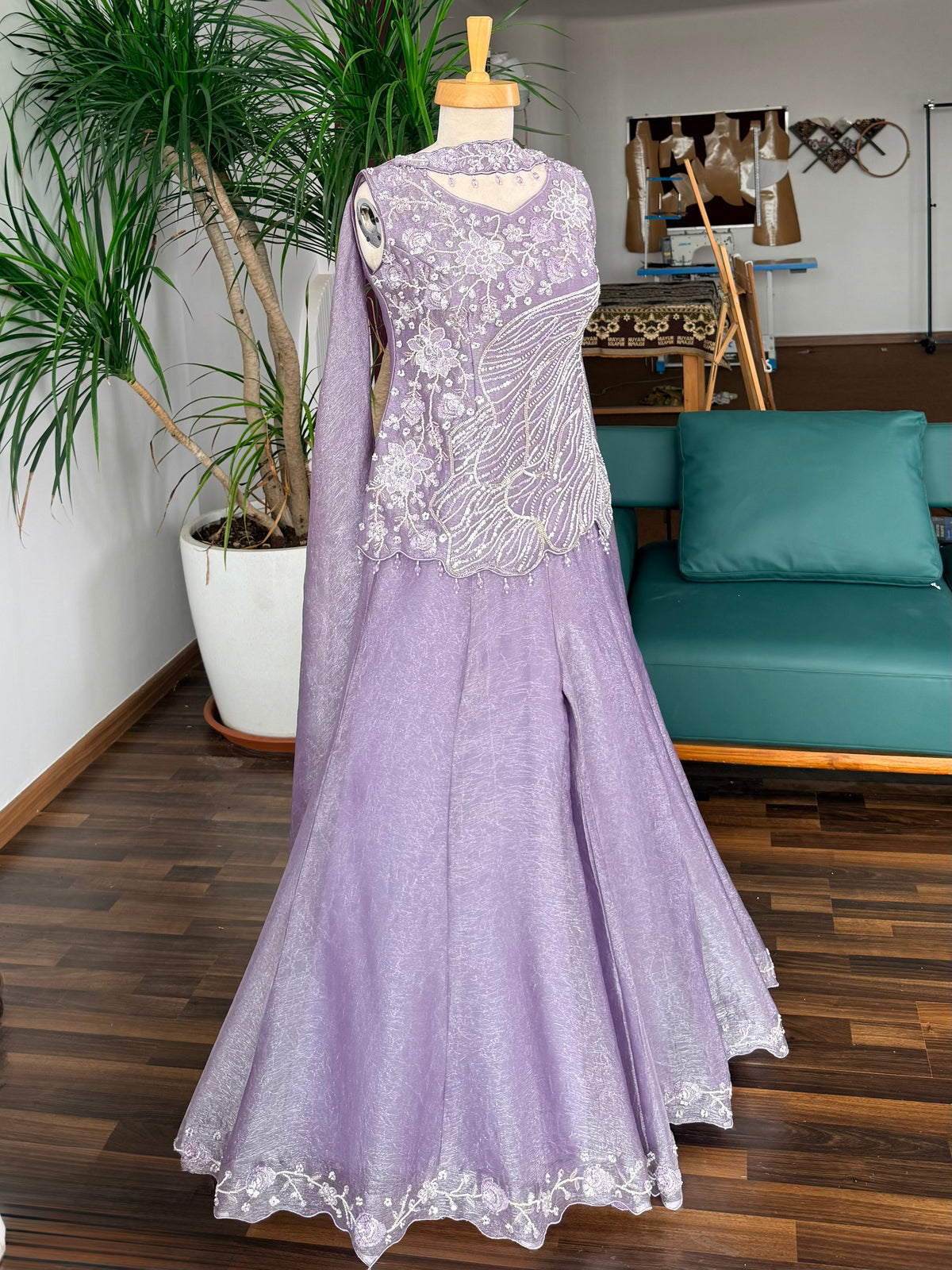 Purple color Bids Embroidery work Sharara set BLS114