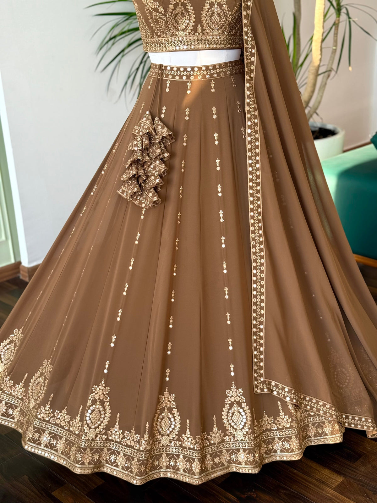 Brown color Sequence Embroidery work Designer Lehenga Choli BL1644