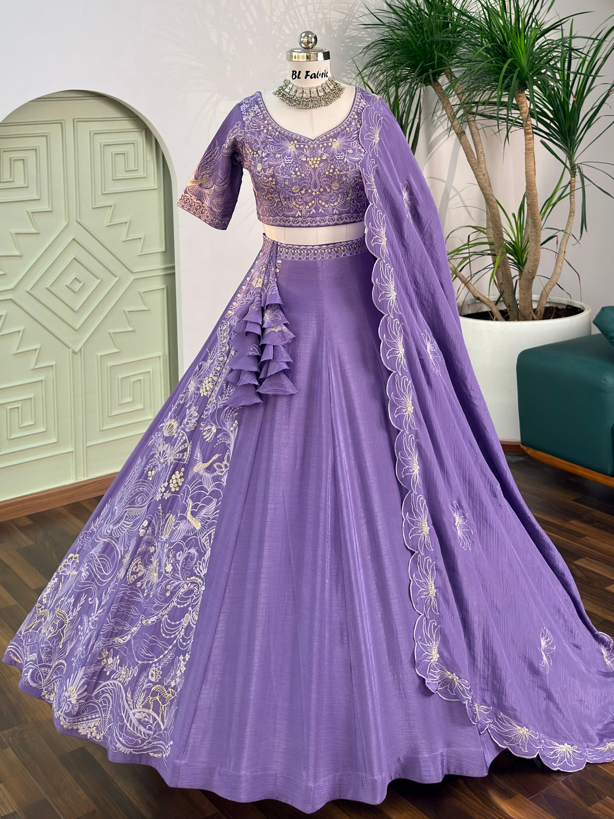 Light purple color Sequence Embroidery work Designer Lehenga Choli BL1684