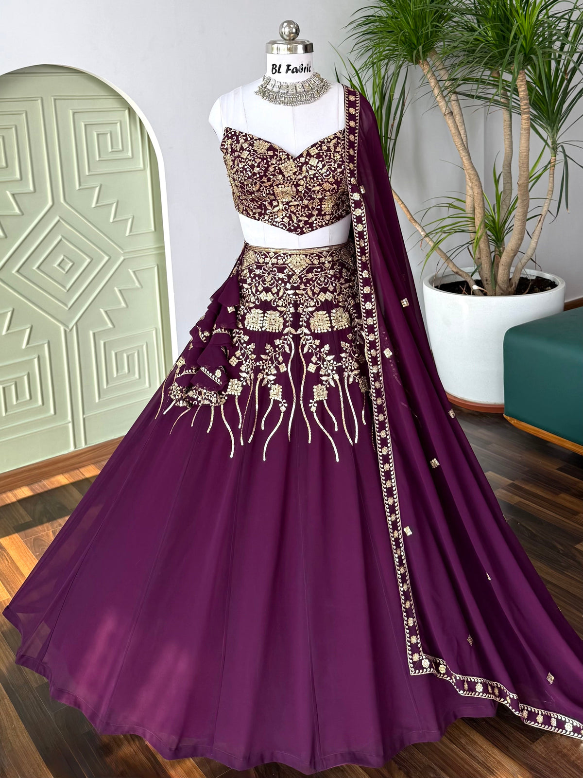 Purple color Sequence Embroidery work Designer Lehenga Choli BL1664