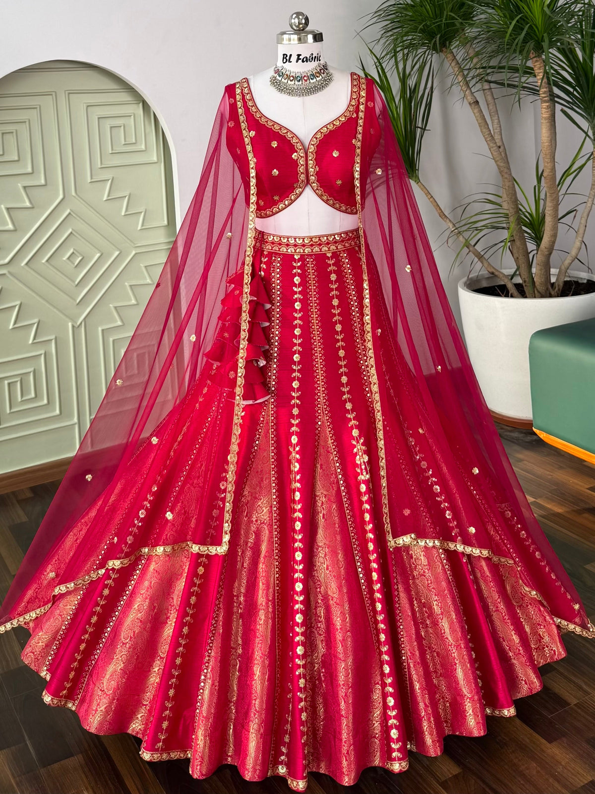 Pink color Jacard and Embroidery work Designer Lehenga Choli BL1667