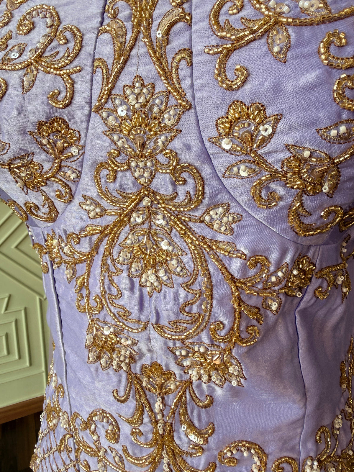 Pastel Lavender color Bids Sequence Embroidery work Sharara set BLS140