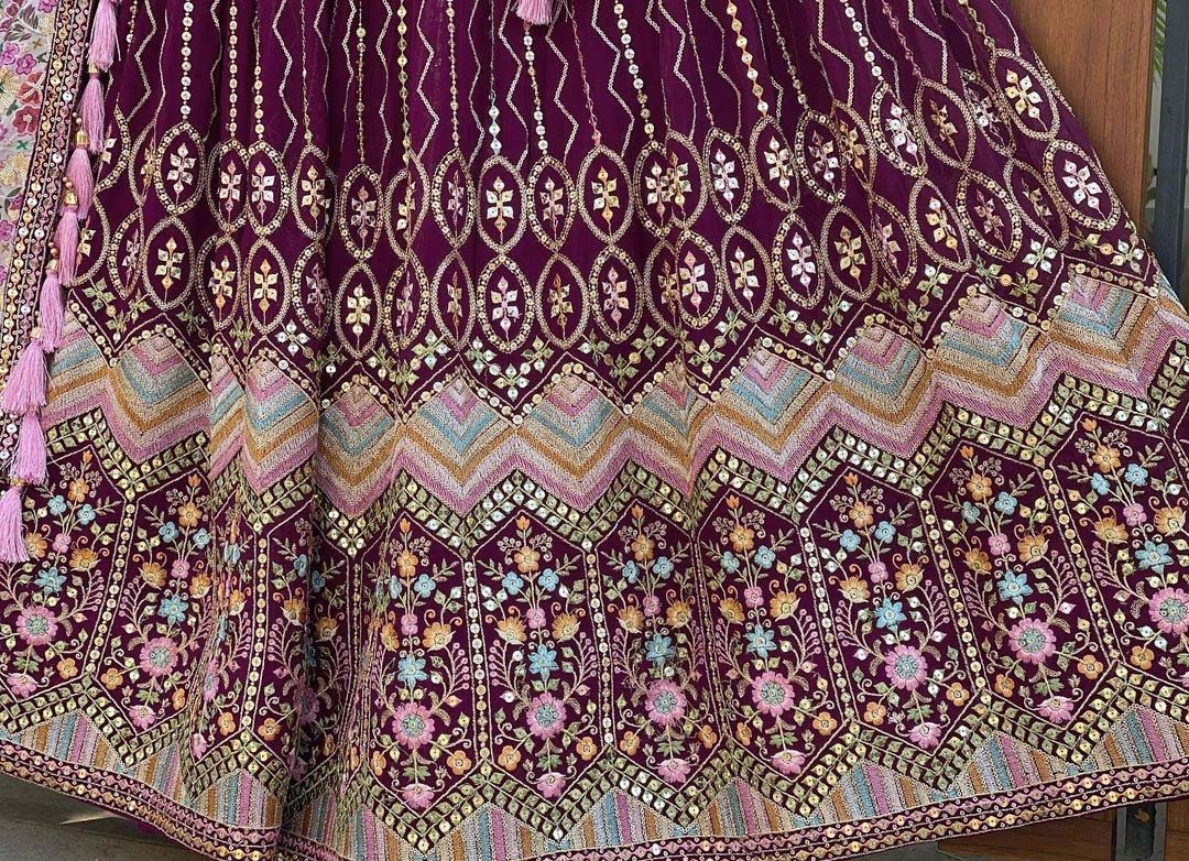Purple color Embroidery work Designer Lehenga choli for Wedding Function BL1208
