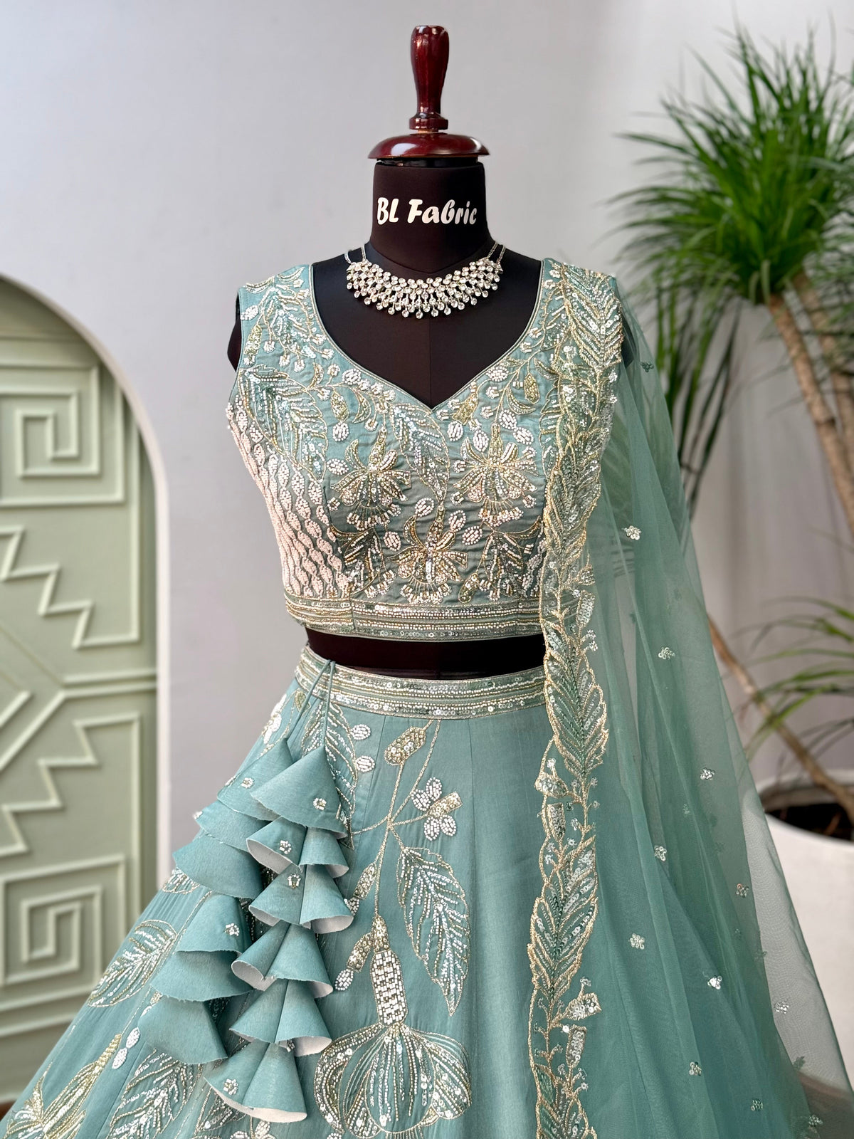 Skyblue color Designer Bids Embroidery work Lehenga choli BL1651