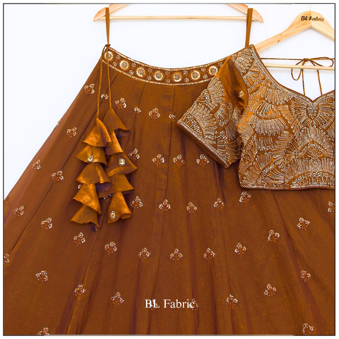 Brown color Hand Embroidery work Designer Lehenga Choli BL1527