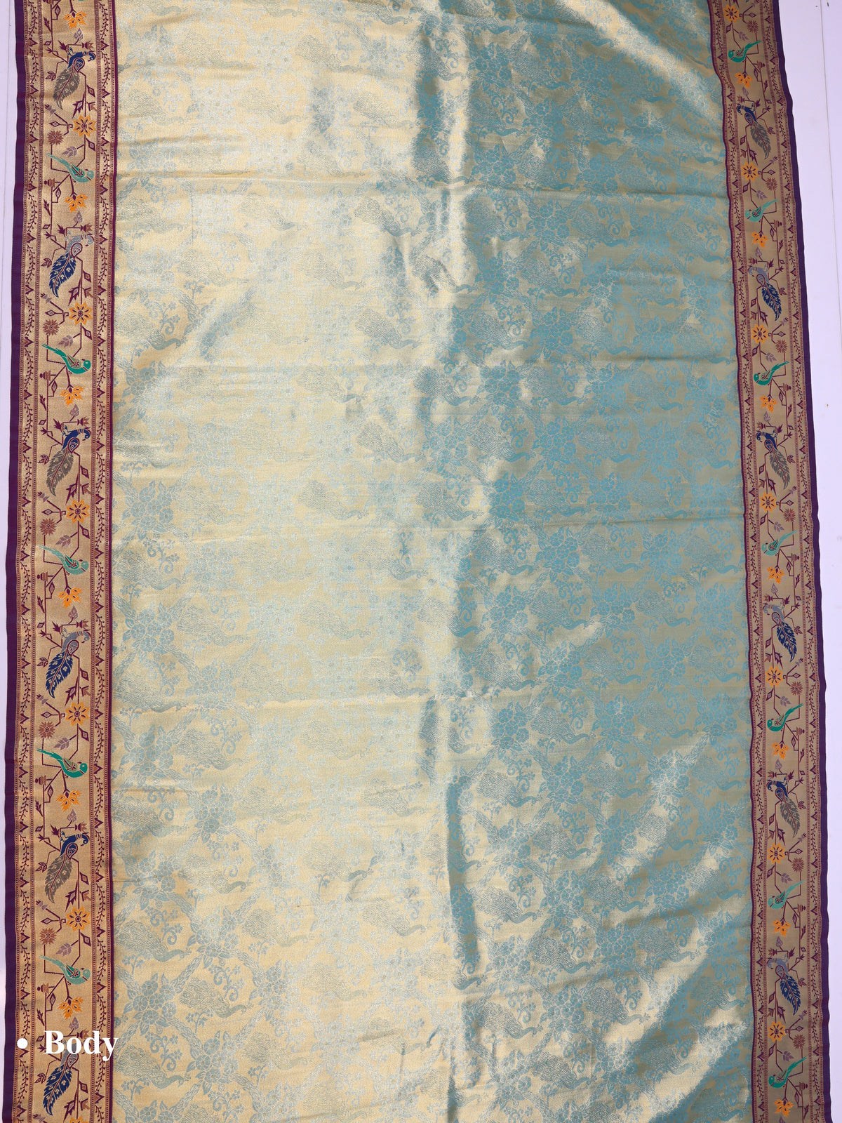 Skyblue color Kanjivaram work Designer Saree BLS1006_Skyblue