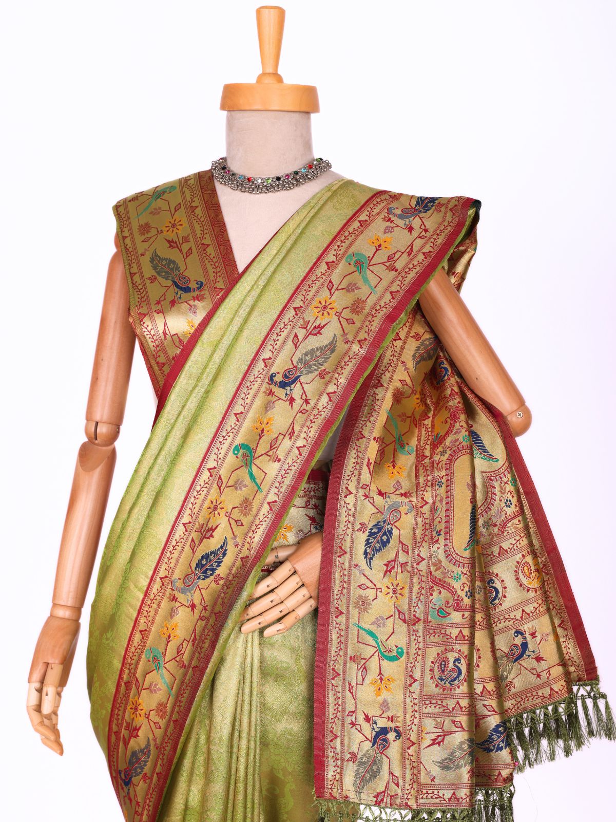 Parrot color Kanjivaram work Designer Saree BLS1006_Parrot