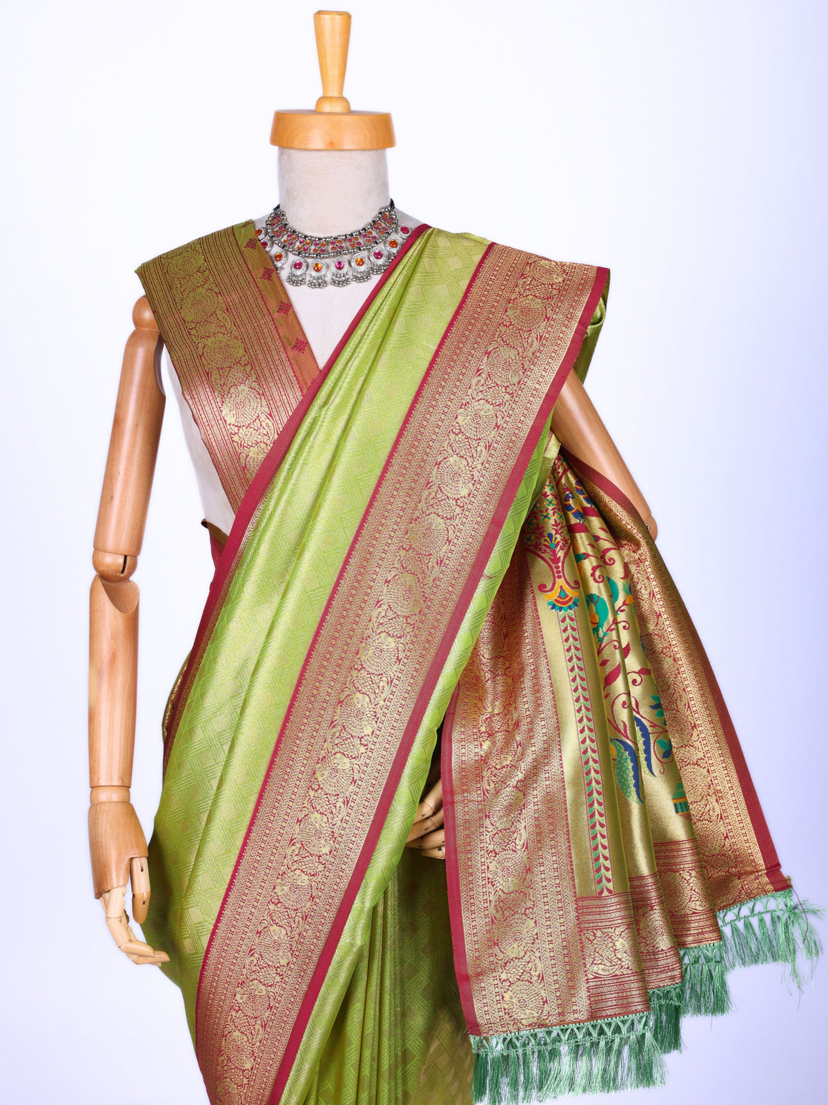 Parrot color Kanjivaram work Designer Saree BLS1016_Parrot