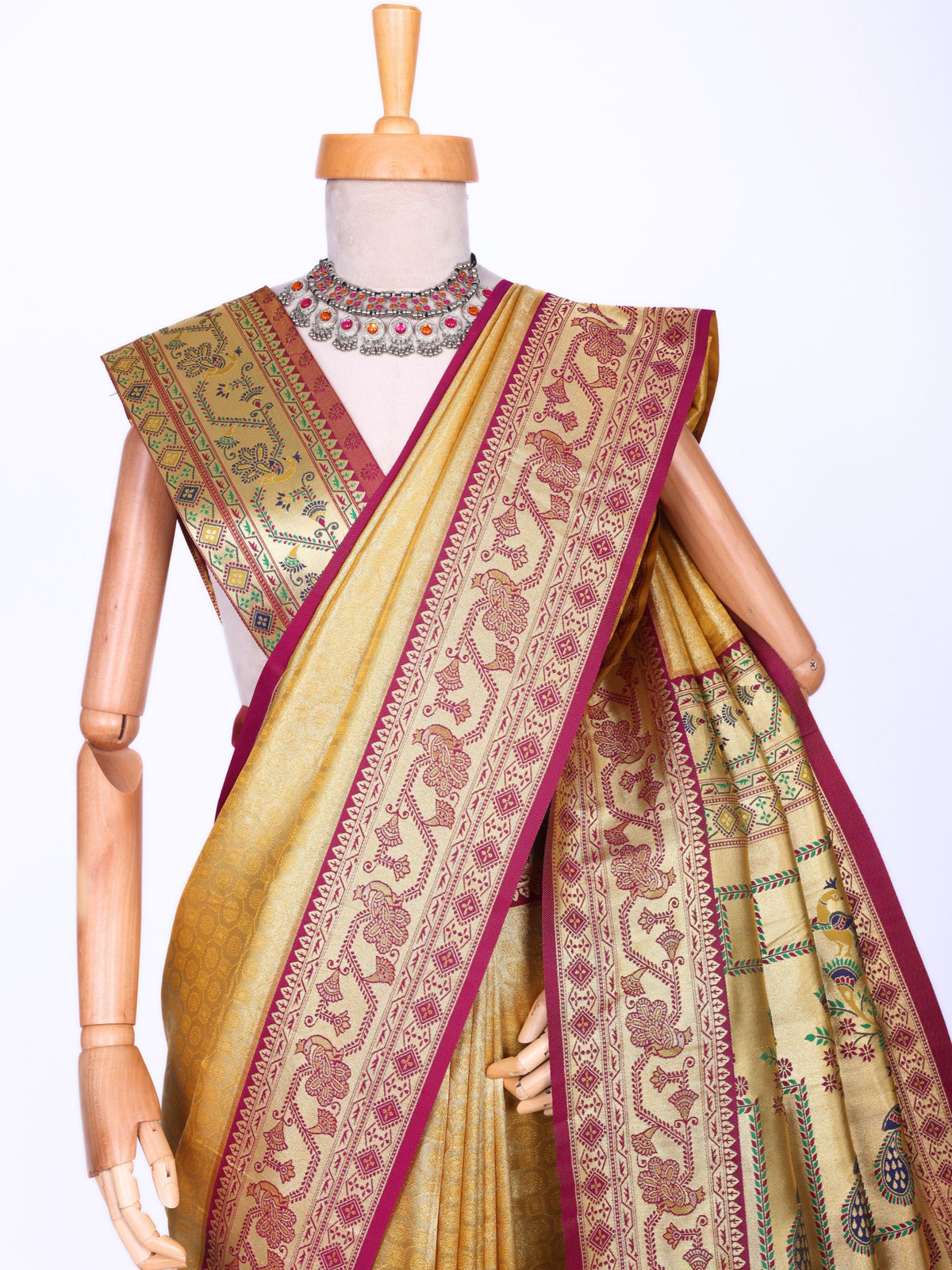 Yellow color Kanjivaram work Designer Saree BLS1015_Yellow