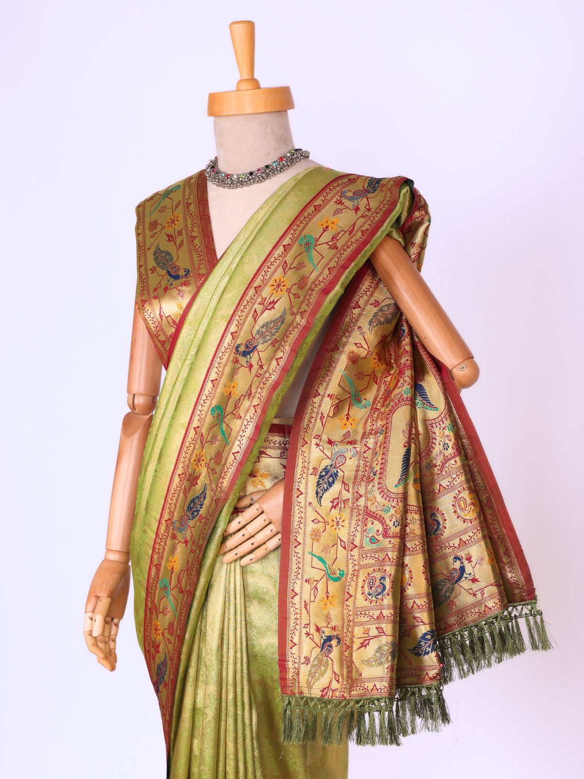 Parrot color Kanjivaram work Designer Saree BLS1006_Parrot