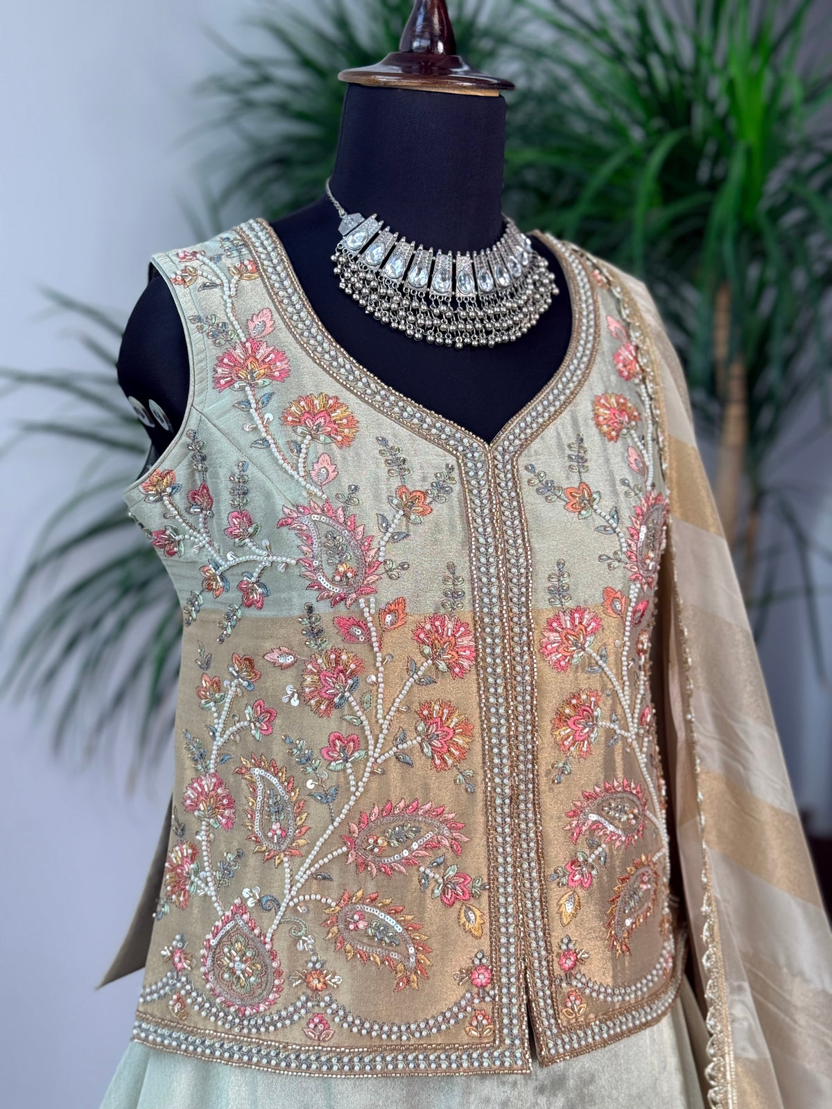 Golden color Bids Embroidery work Sharara set BLS104