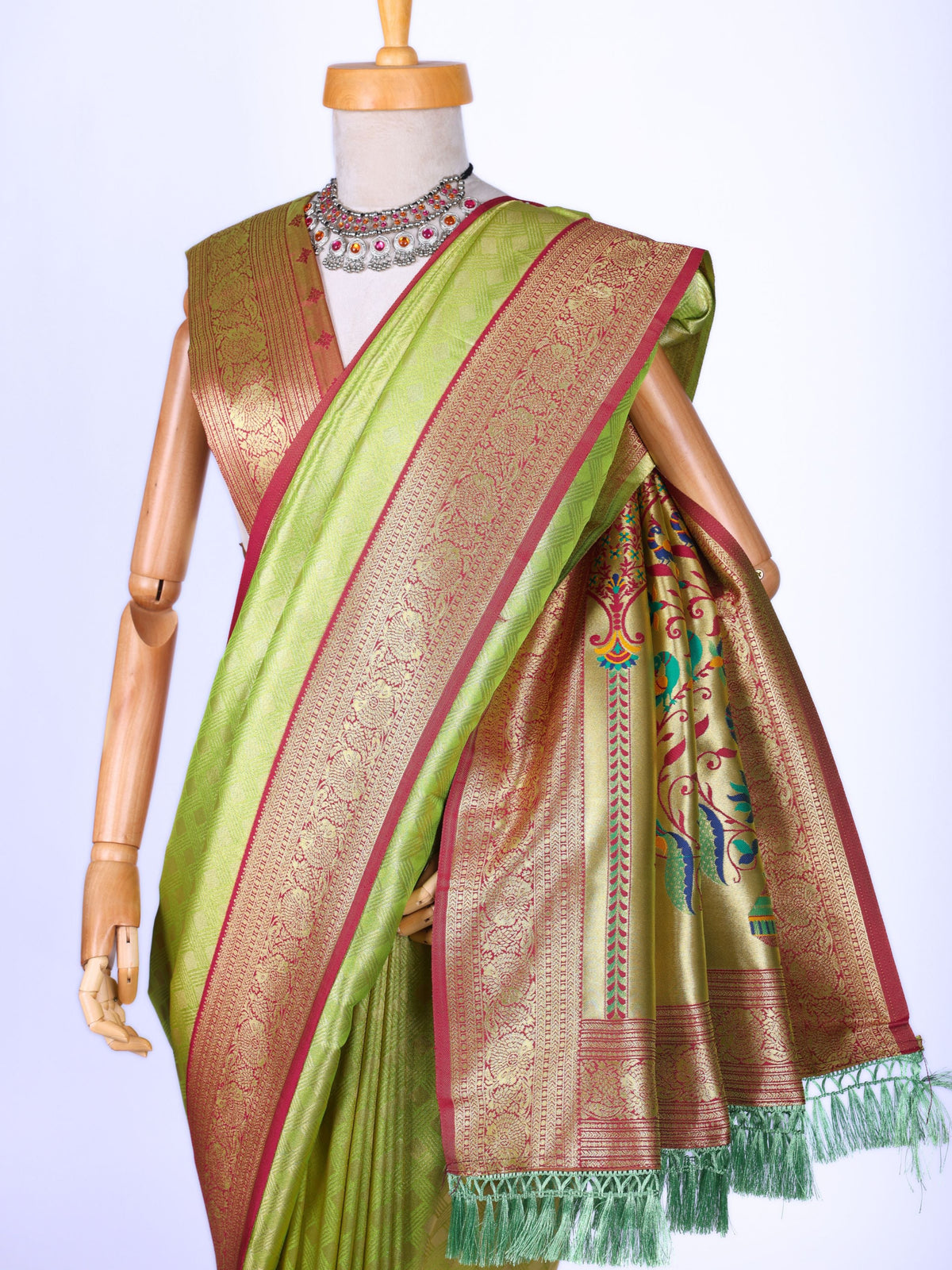 Parrot color Kanjivaram work Designer Saree BLS1016_Parrot
