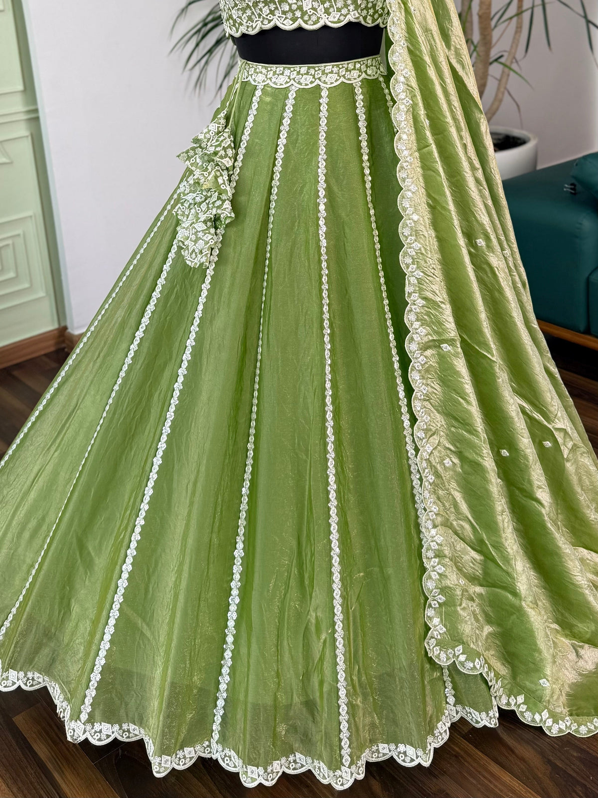 Pista Green color Designer Sequence Embroidery work Lehenga choli BL1713