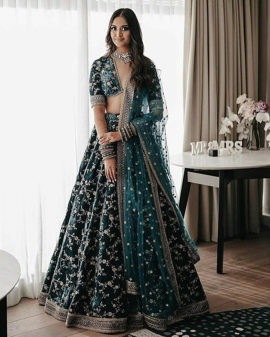 Mid Green Color Heavy Bridal Lehenga Choli for Wedding Function BL1146