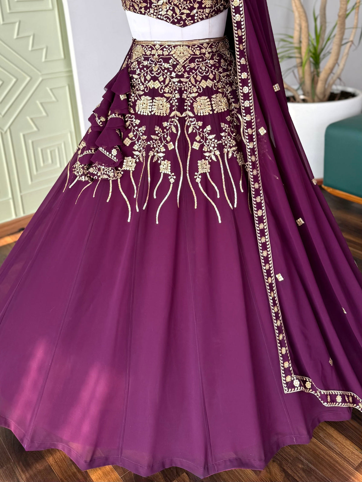 Purple color Sequence Embroidery work Designer Lehenga Choli BL1664