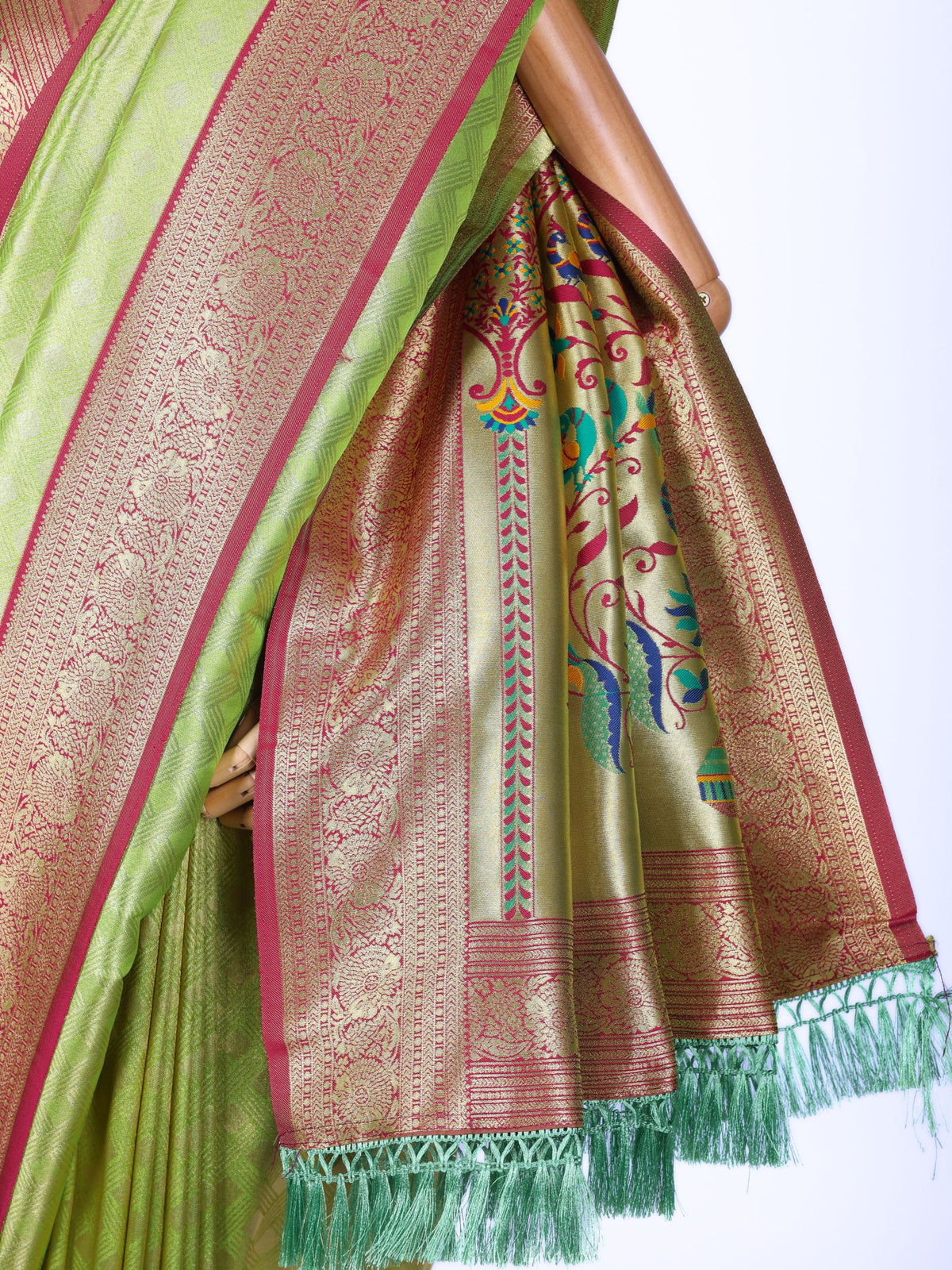 Parrot color Kanjivaram work Designer Saree BLS1016_Parrot