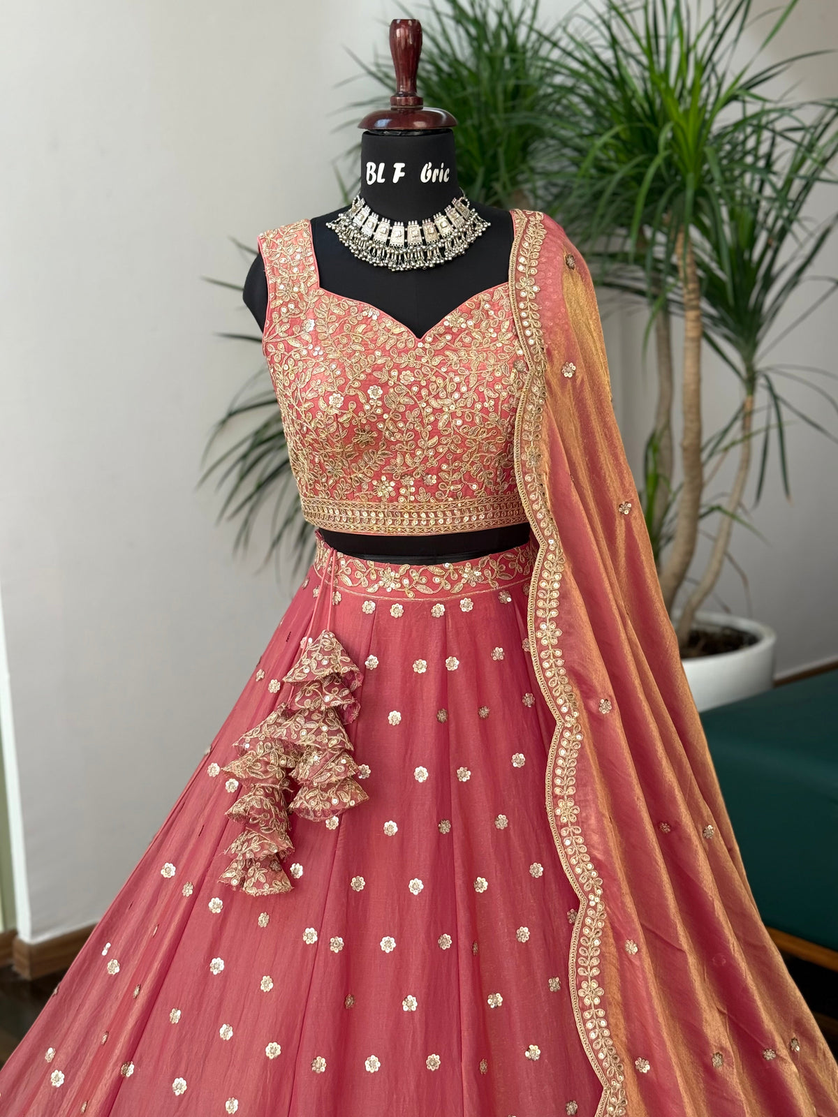 Dusty Pink color Designer Sequence Embroidery work Lehenga choli BL1702