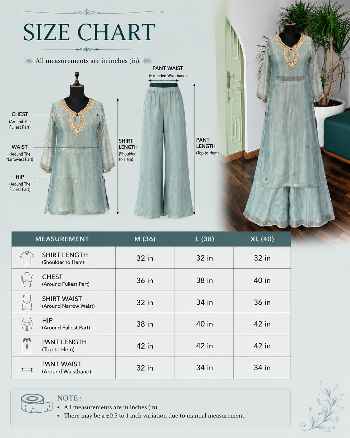 Pastel Sky Blue Handwork Necklace Sharara set BLS115
