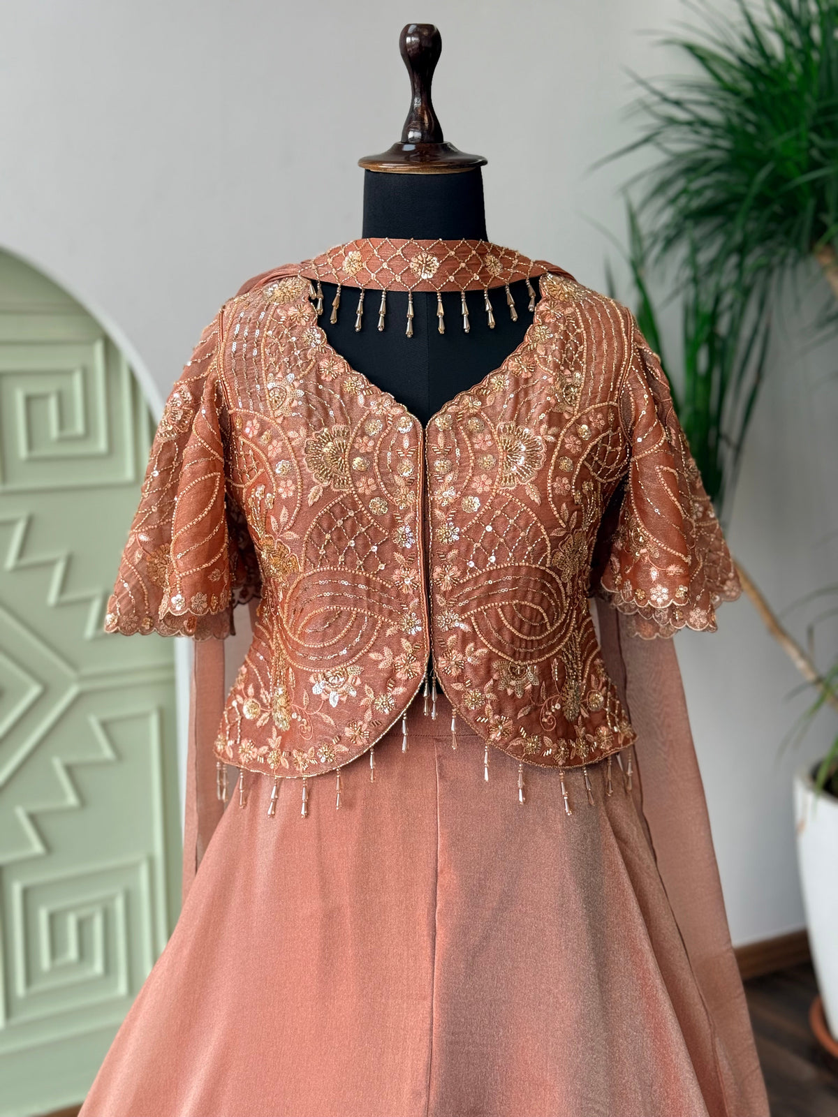 Dusty Peach color Bids Embroidery work Sharara set BLS106