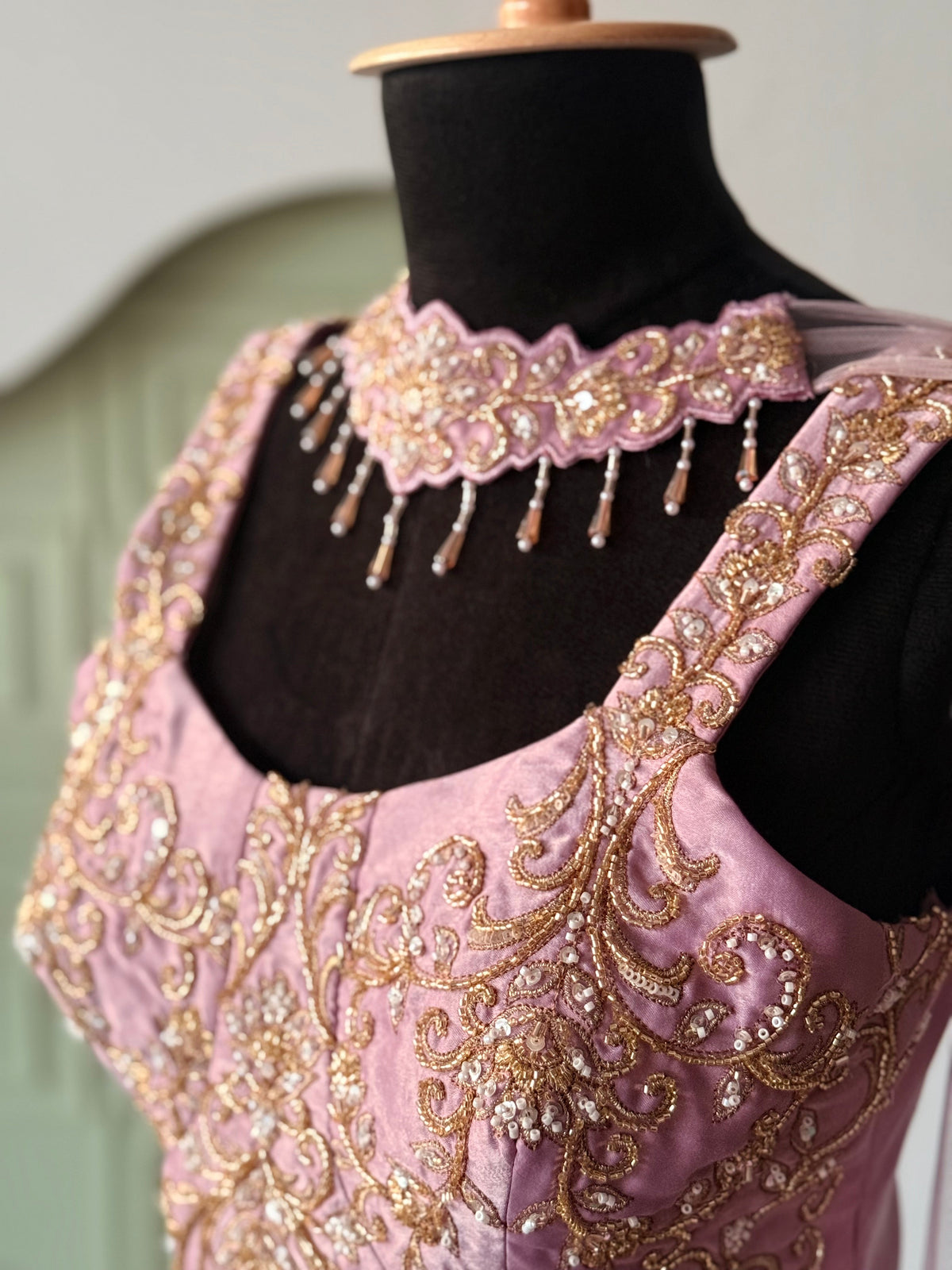 Lavender Pink color Bids Sequence Embroidery work Sharara set BLS129