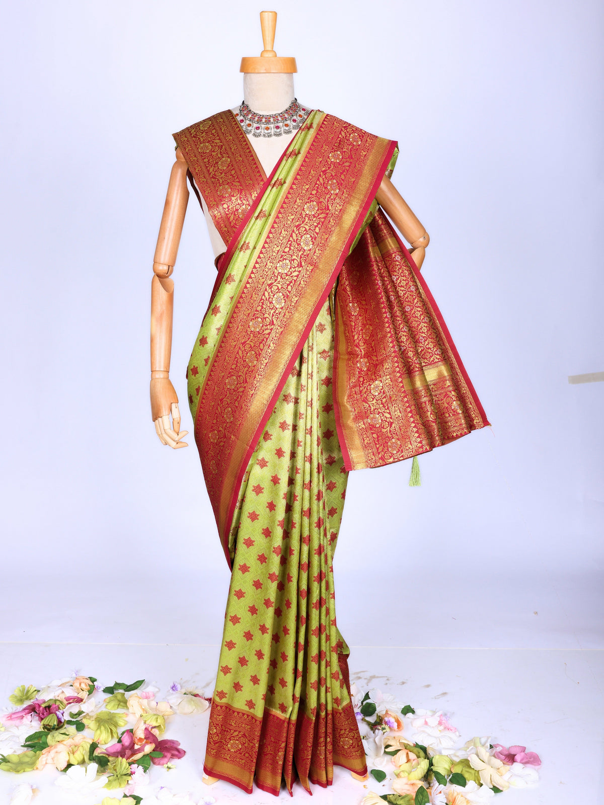 Parrot color Kanjivaram work Designer Saree BLS1004_Parrot