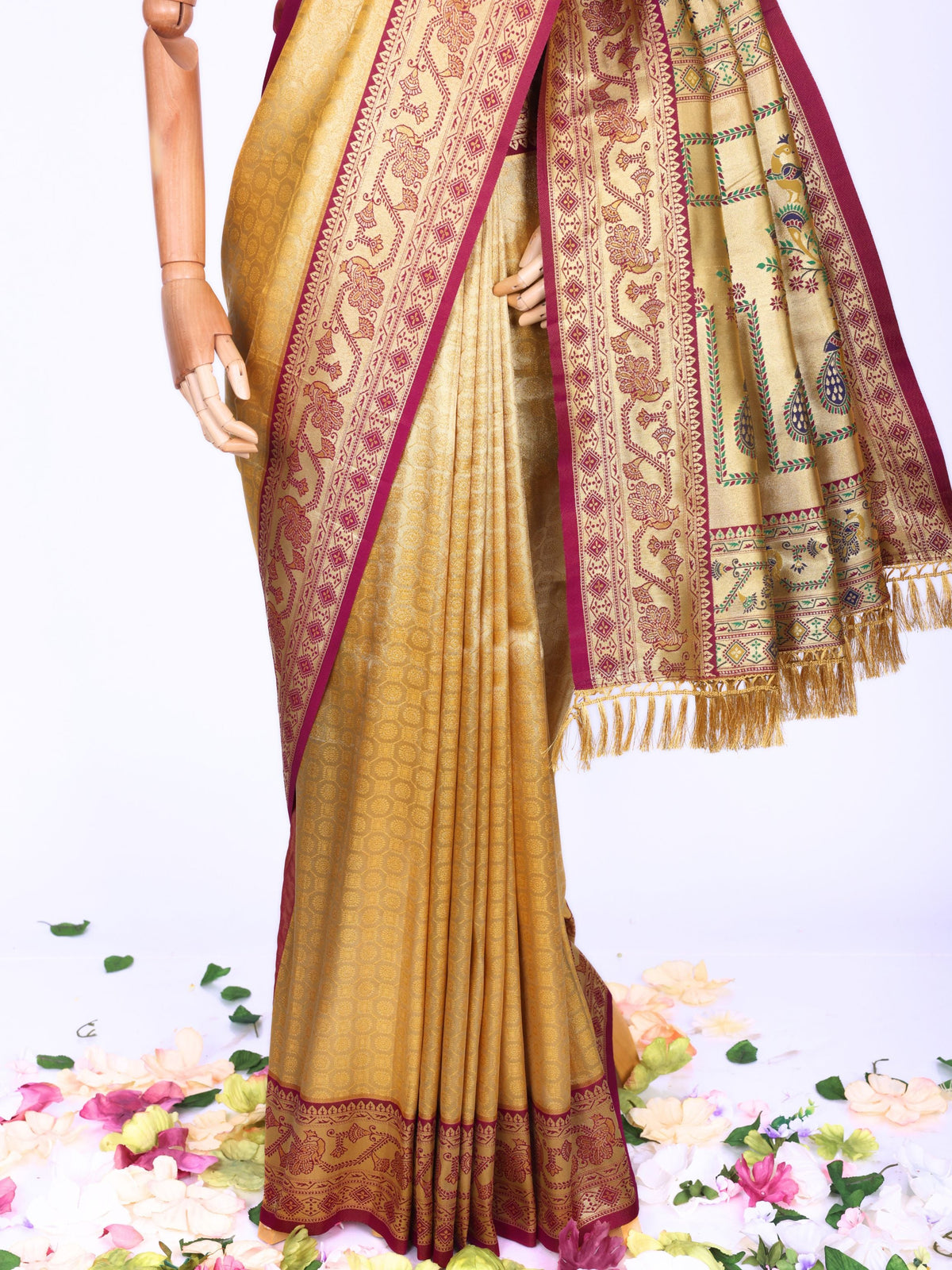 Yellow color Kanjivaram work Designer Saree BLS1015_Yellow
