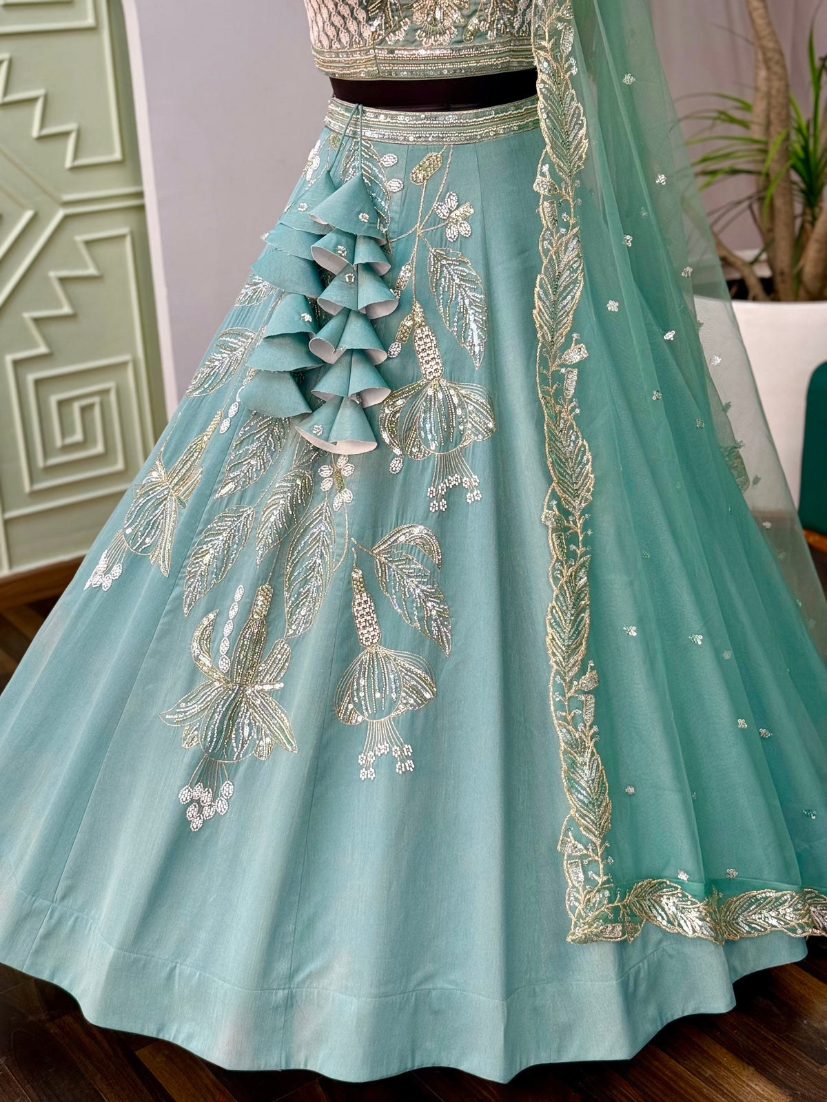 Skyblue color Designer Bids Embroidery work Lehenga choli BL1651