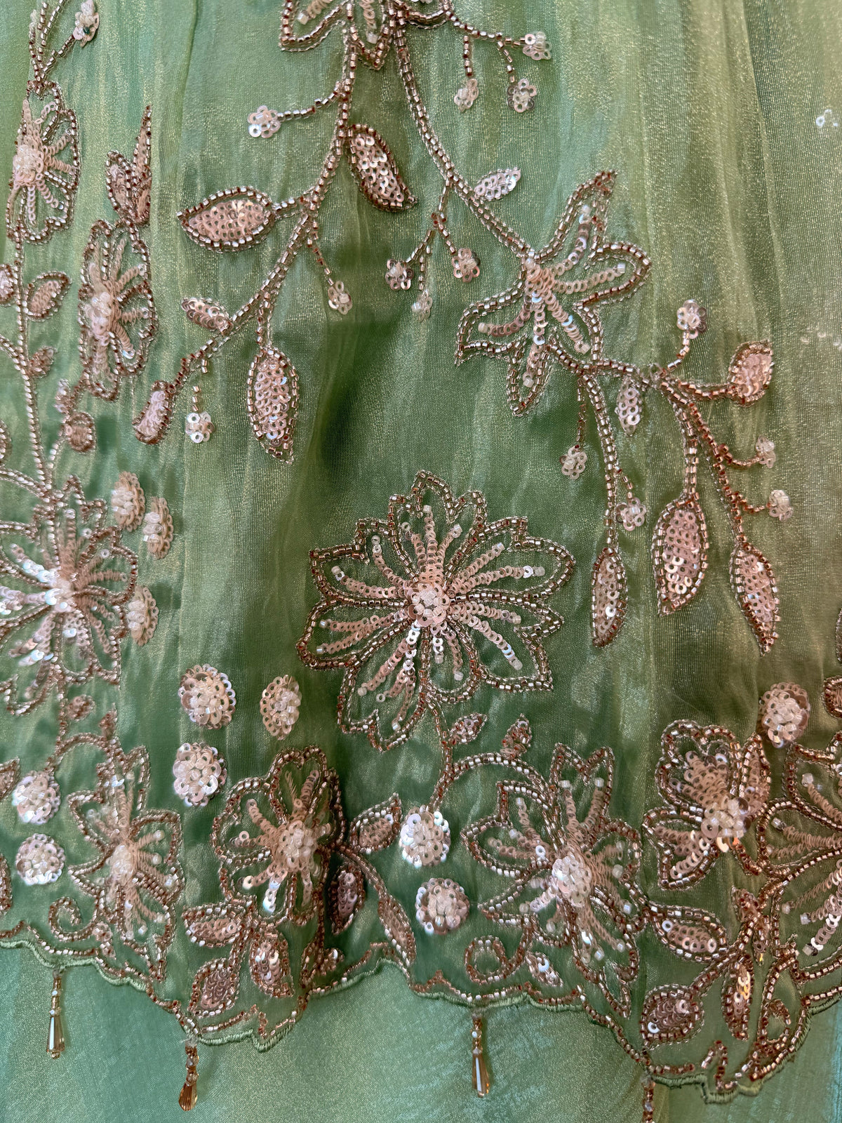 Pastel Pistachio Green color Bids Sequence Embroidery work Sharara set BLS138