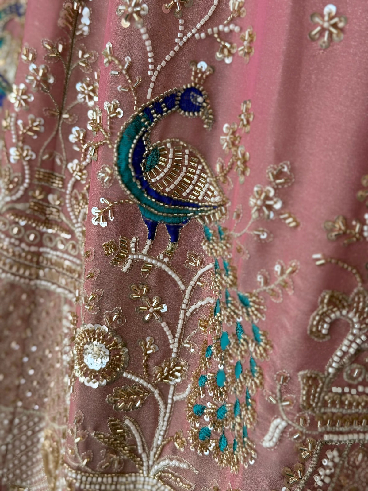 Dusty Peach Pink color Bids Embroidery work Designer Lehenga Choli BL1710