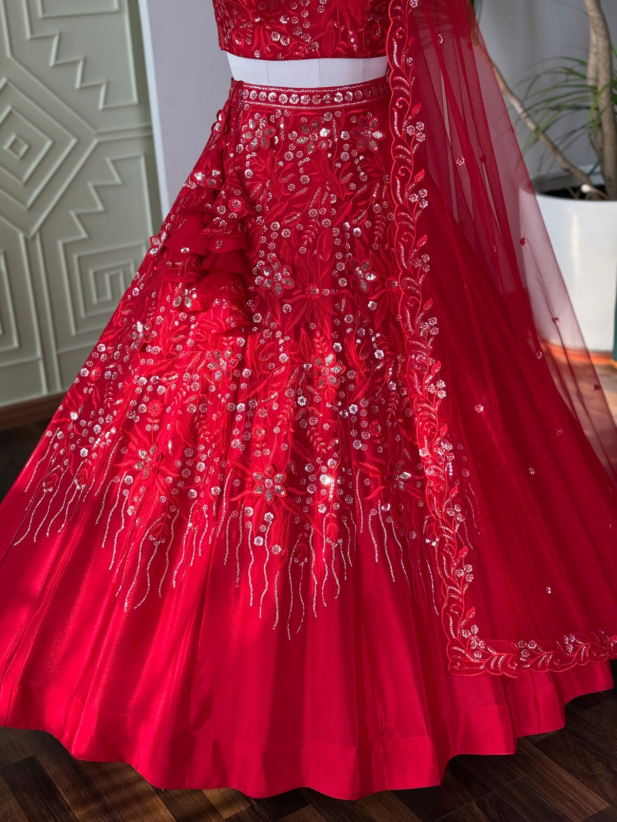 Red color Sequence Embroidery work Designer Lehenga Choli BL1662