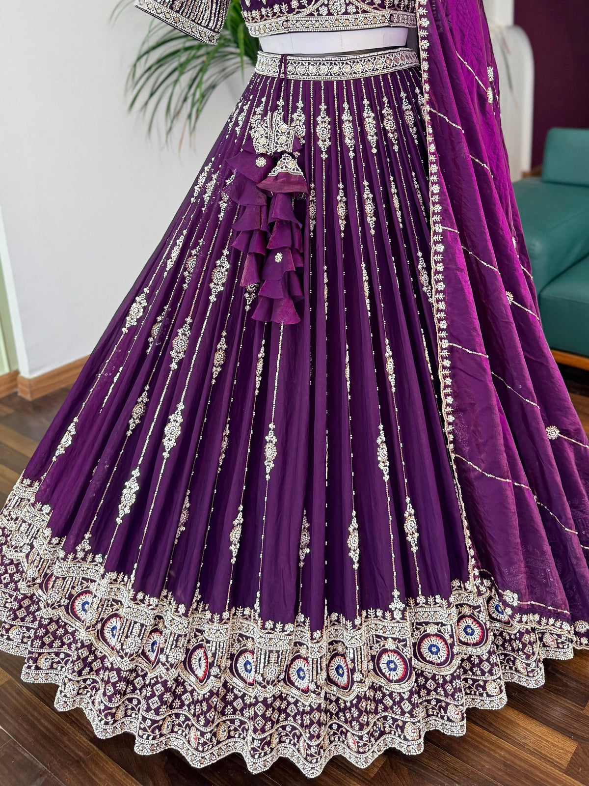 Purple color Designer Bids Embroidery work Lehenga choli BL1741