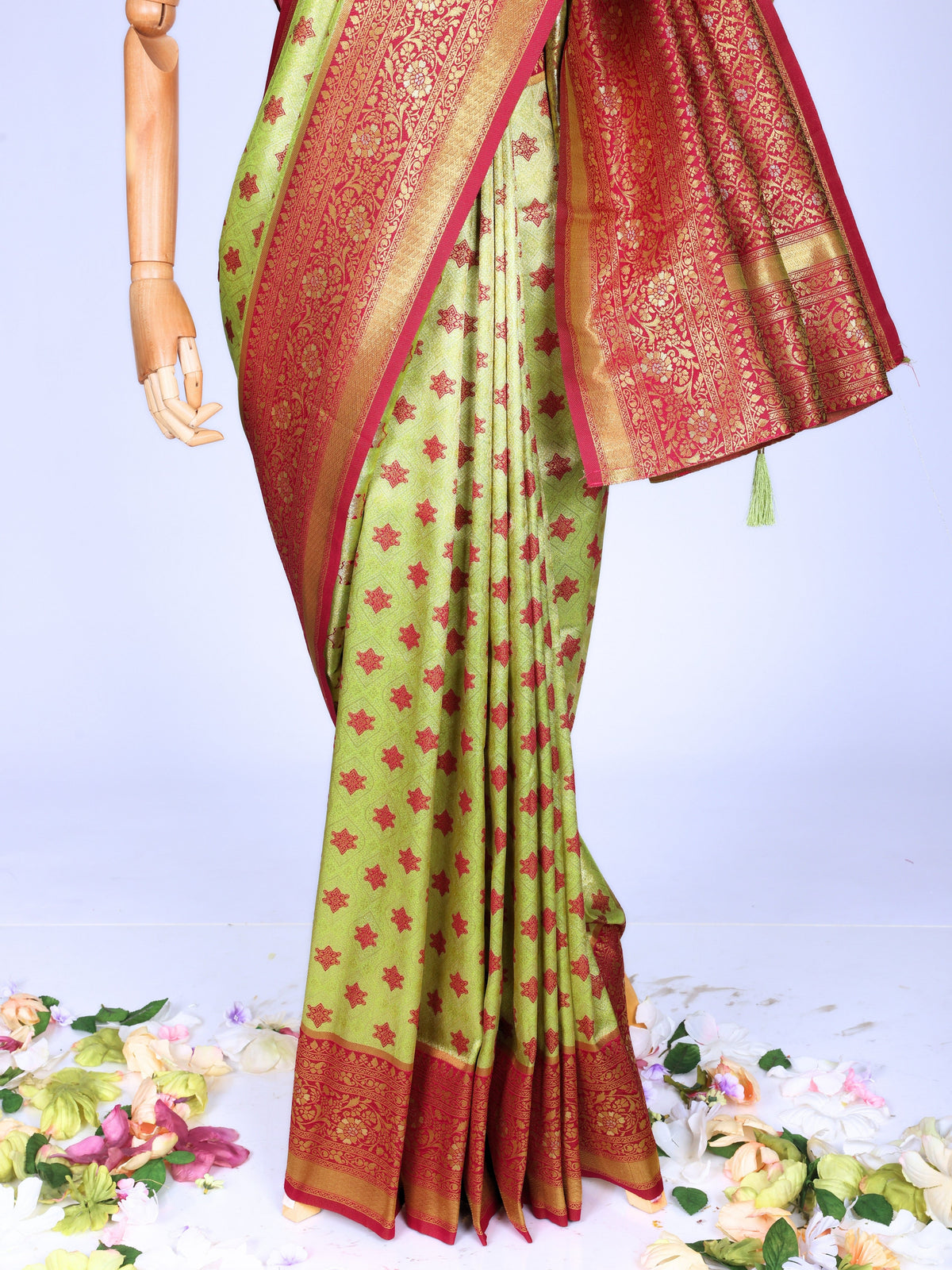 Parrot color Kanjivaram work Designer Saree BLS1004_Parrot