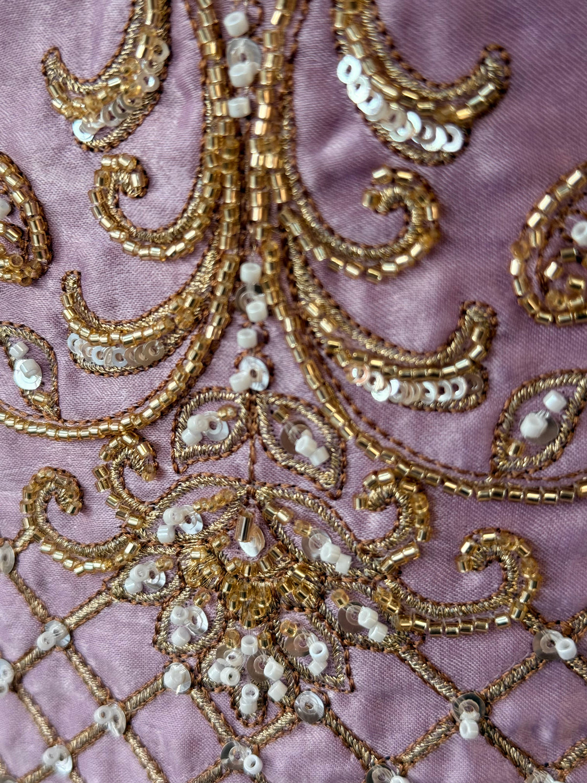 Lavender Pink color Bids Sequence Embroidery work Sharara set BLS129
