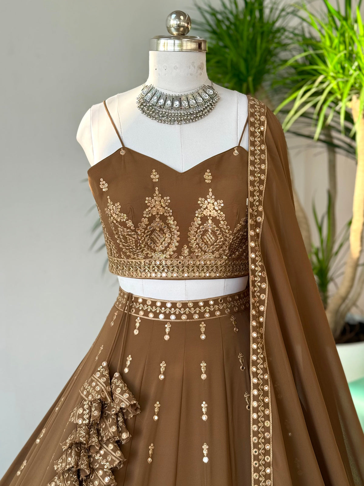 Brown color Sequence Embroidery work Designer Lehenga Choli BL1644