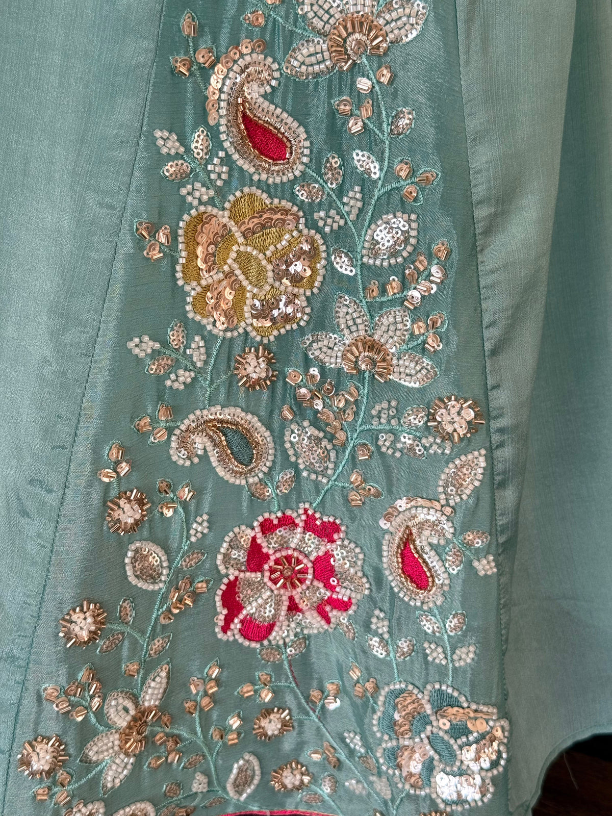 Pastel Aqua Blue color Bids Sequence Embroidery work Sharara set BLS128