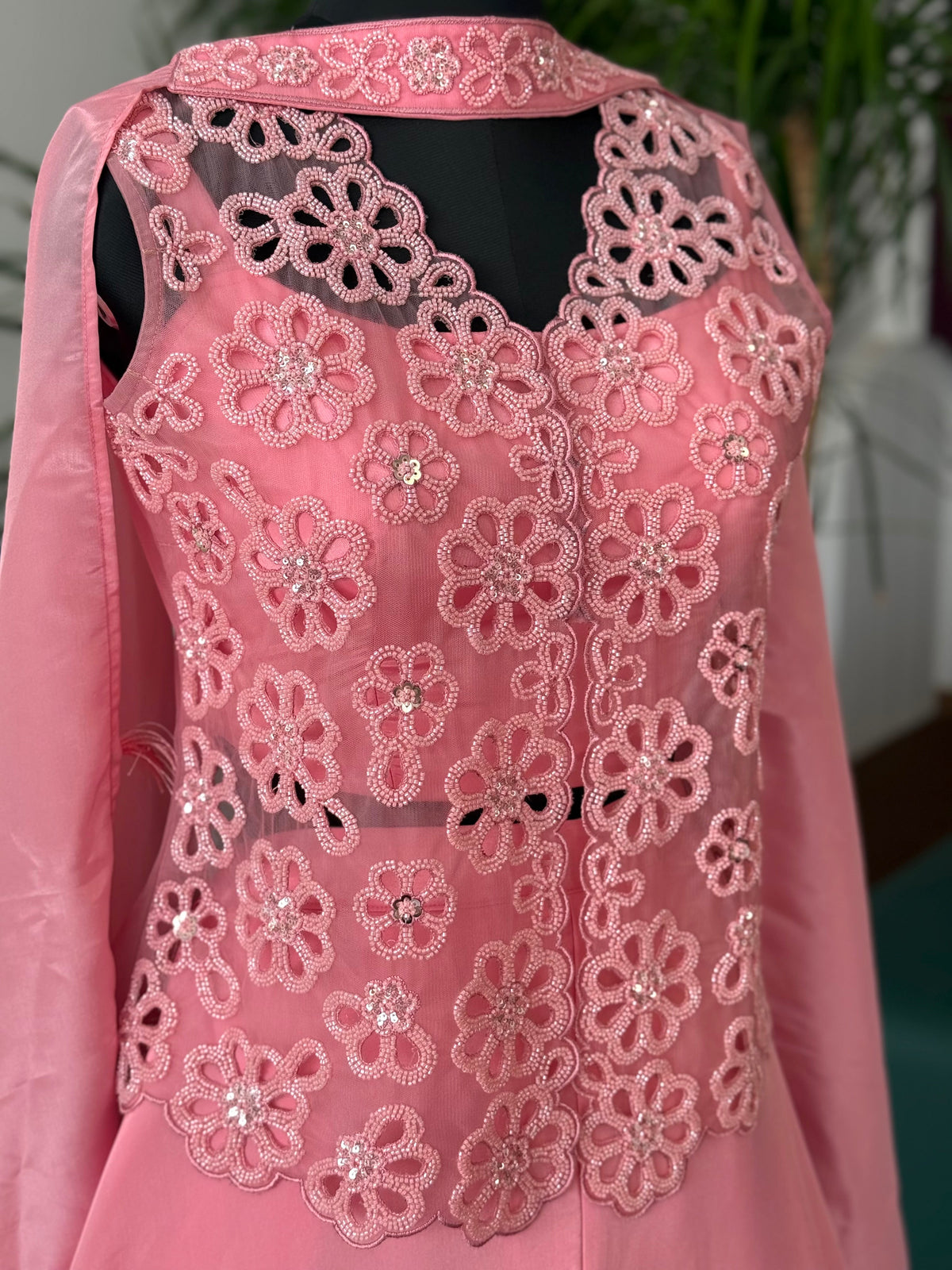 Baby Pink color Bids Embroidery work Sharara set BLS103