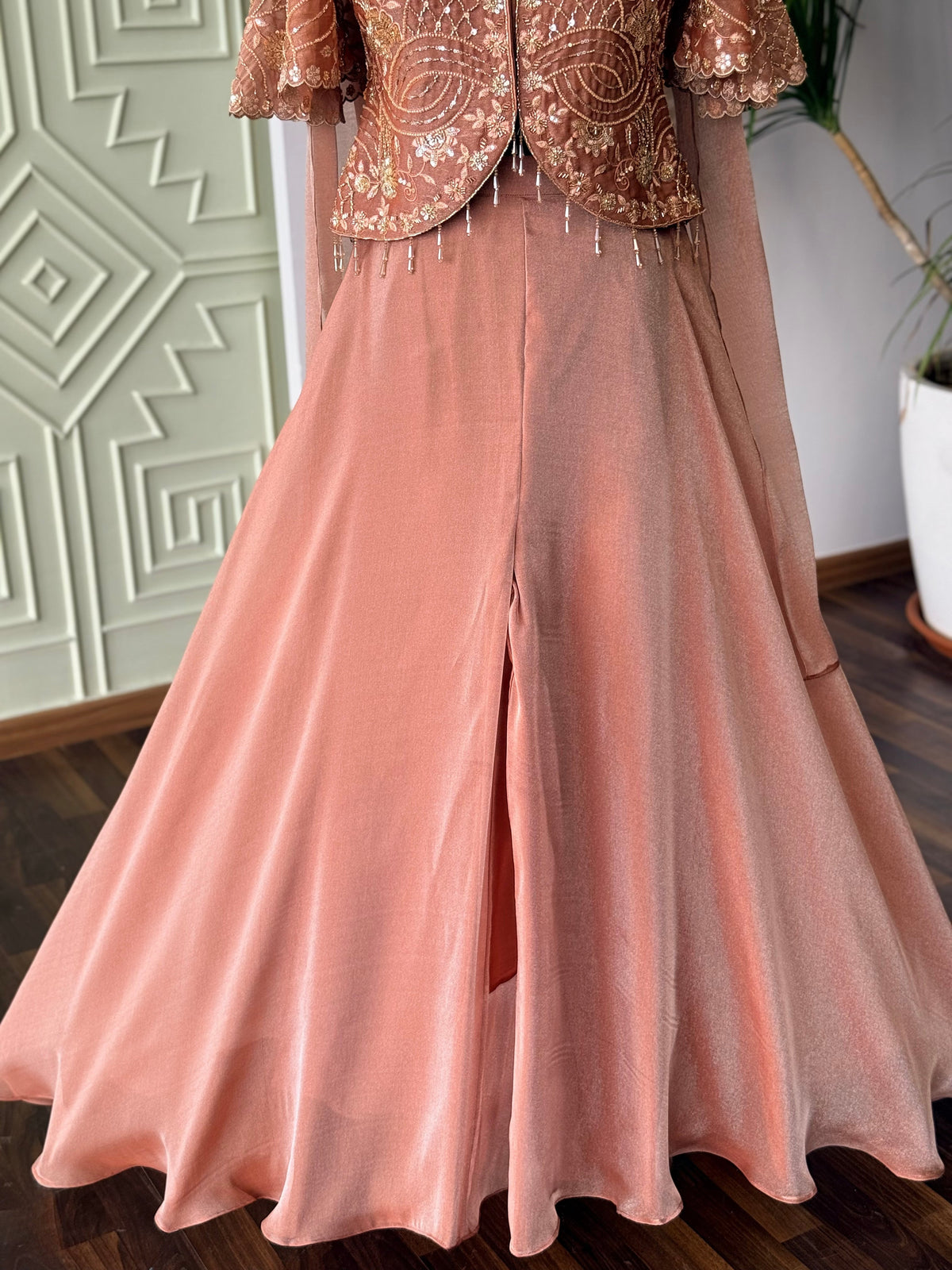 Dusty Peach color Bids Embroidery work Sharara set BLS106