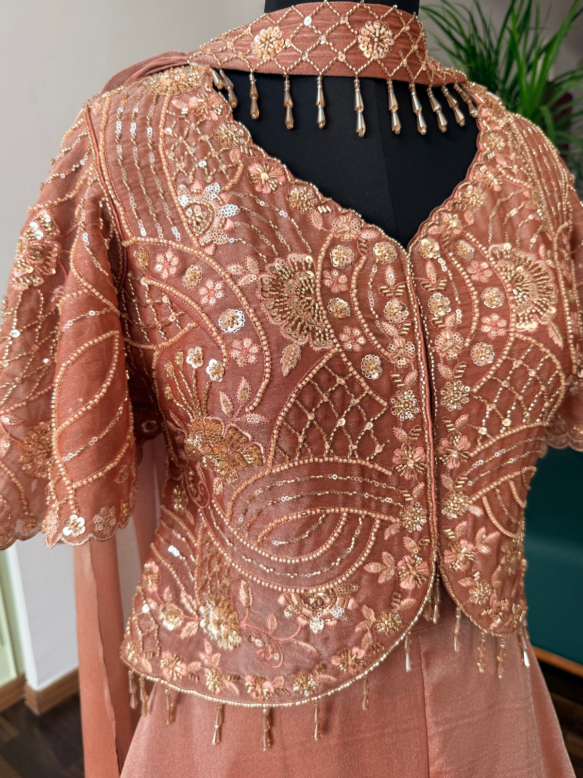 Dusty Peach color Bids Embroidery work Sharara set BLS106