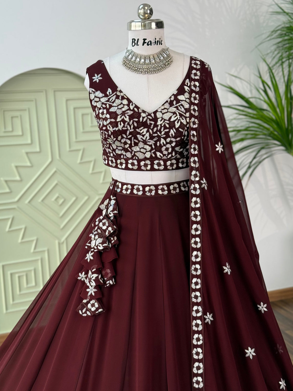 Maroon color Sequence Embroidery work Designer Lehenga Choli BL1671