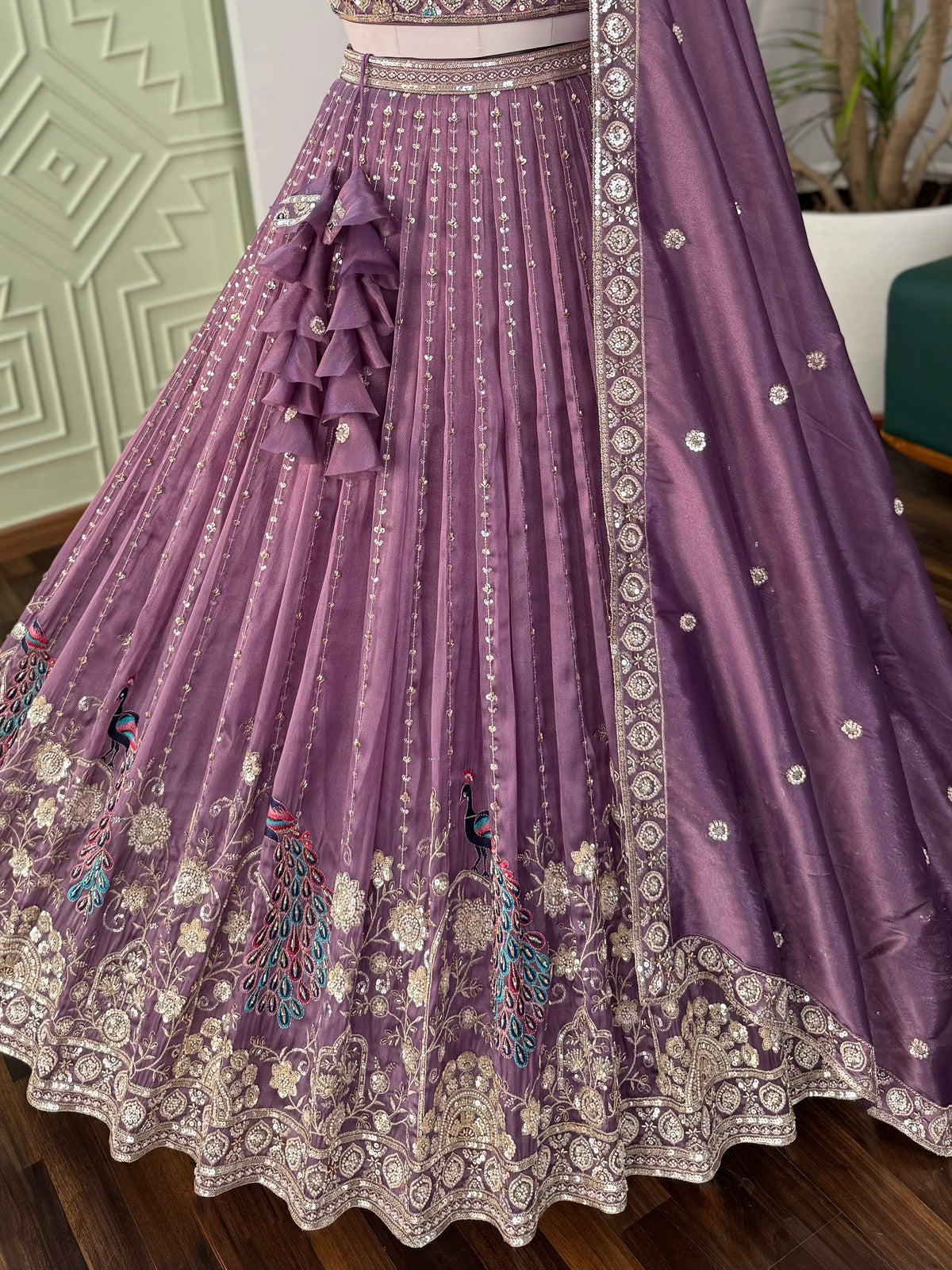Mauve Purple color Bids Embroidery work Designer Lehenga Choli BL1673