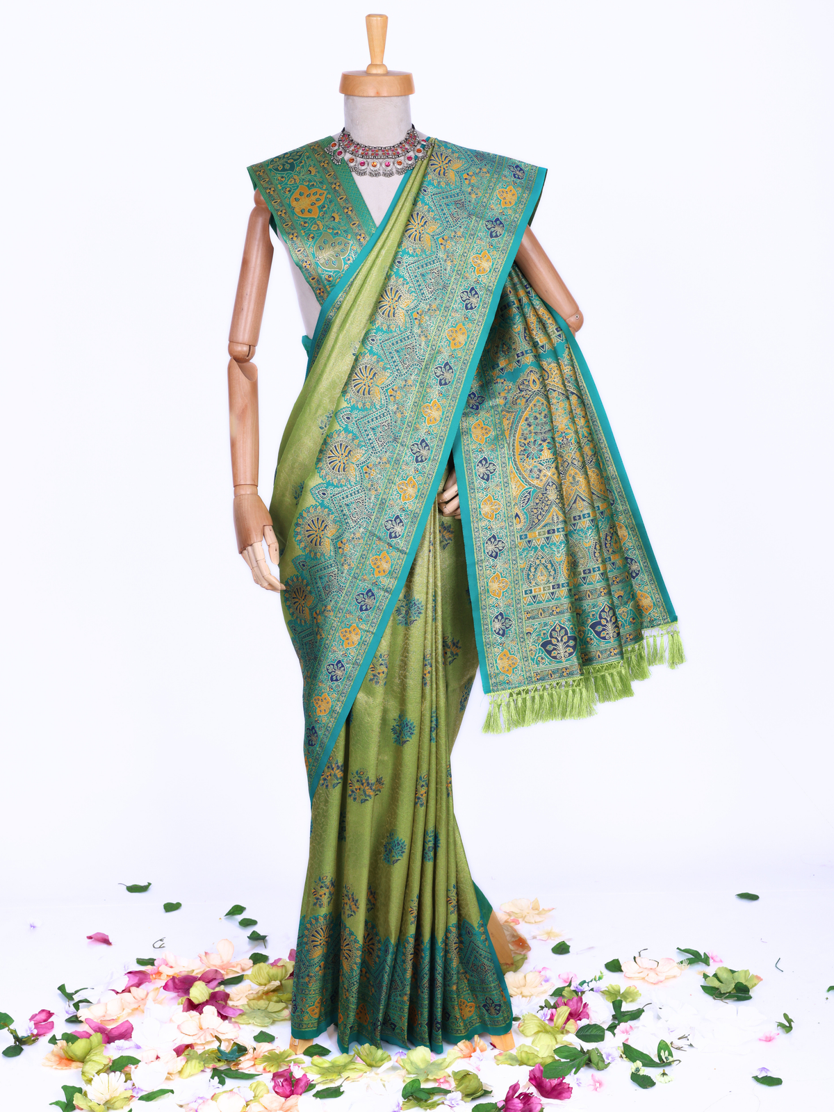 Parrot color Kanjivaram work Designer Saree BLS1019_Parrot