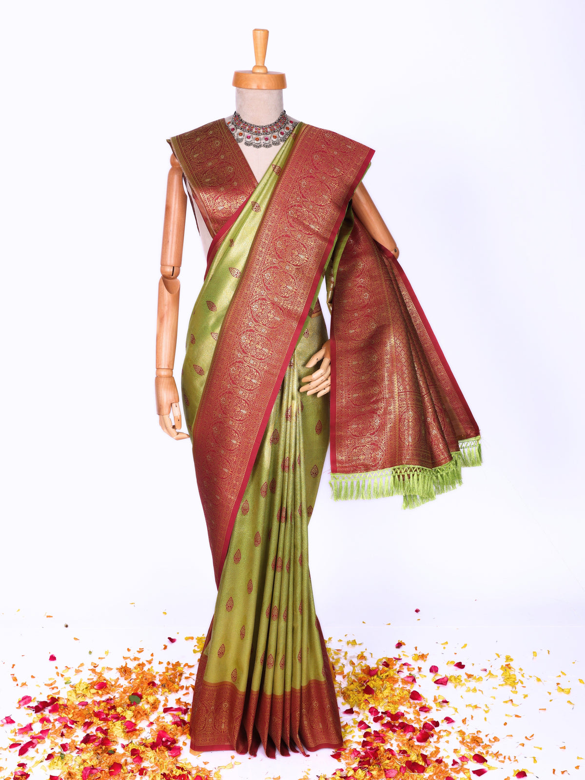 Parrot color Kanjivaram work Designer Saree BLS1011_Parrot