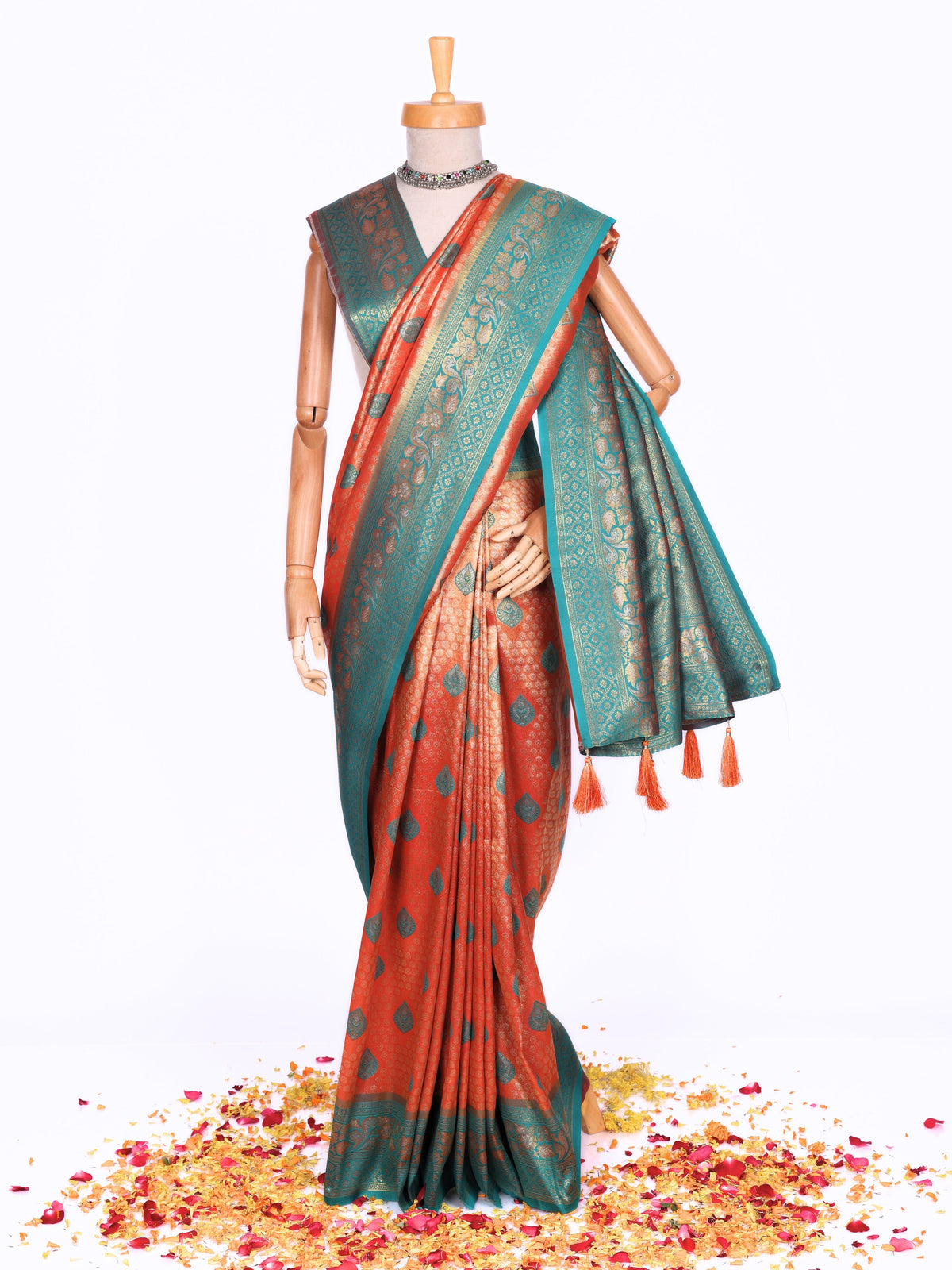 Orange color Kanjivaram work Designer Saree BLS1007_Orange