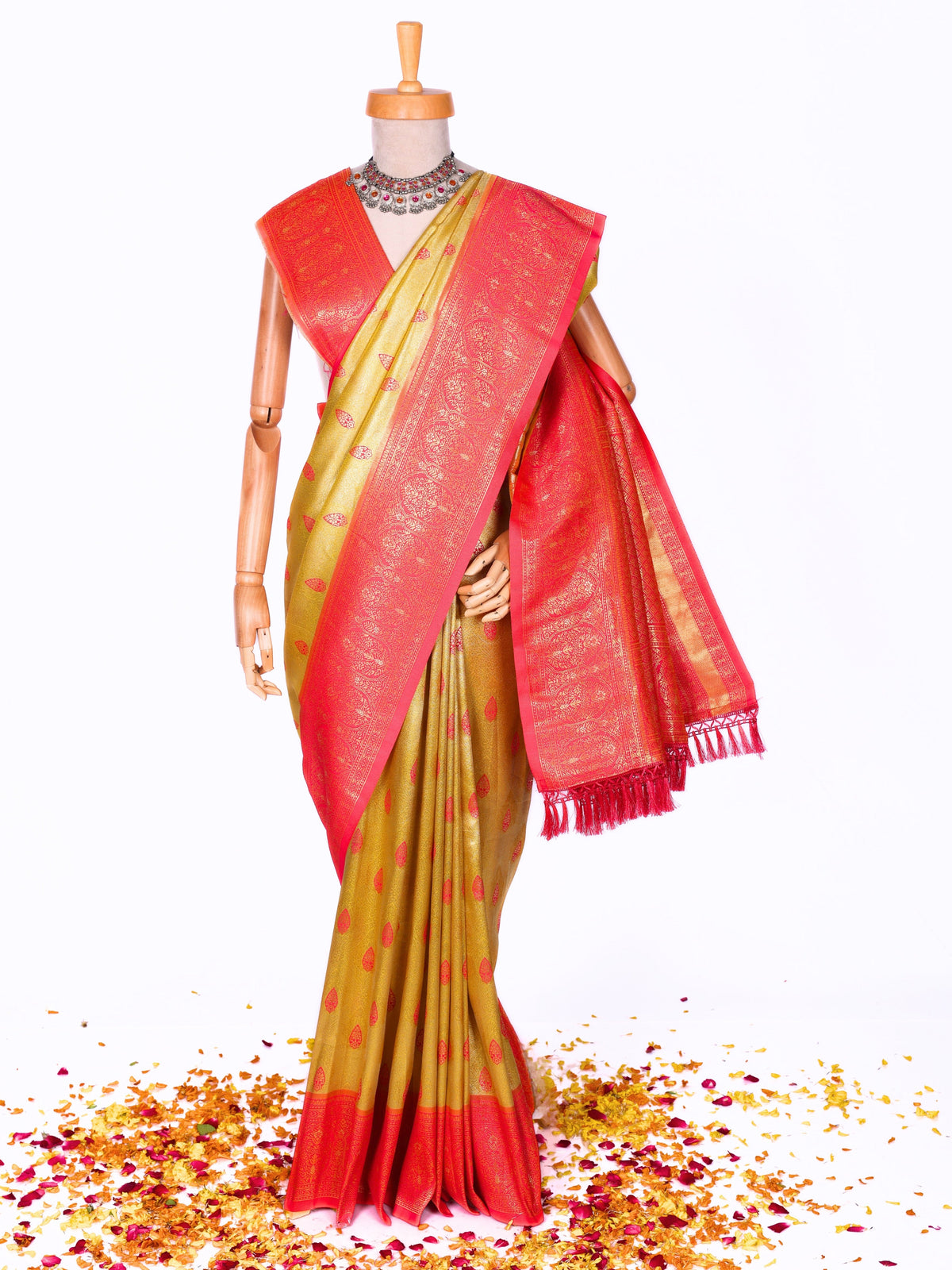 Yellow color Kanjivaram work Designer Saree BLS1011_Yellow