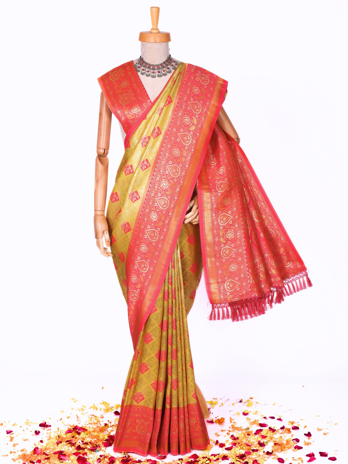 Yellow color Kanjivaram work Designer Saree BLS1012_Yellow