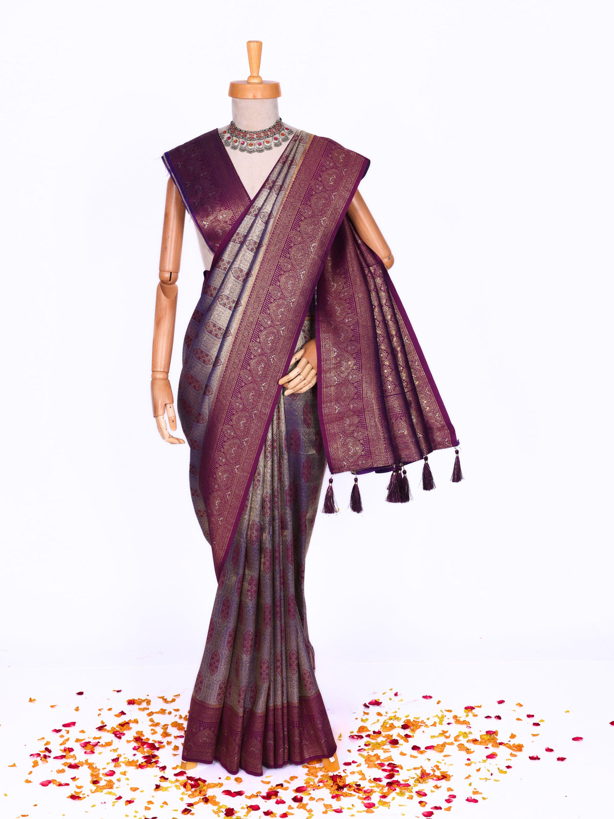 Purple color Kanjivaram work Designer Saree BLS1010_Purple
